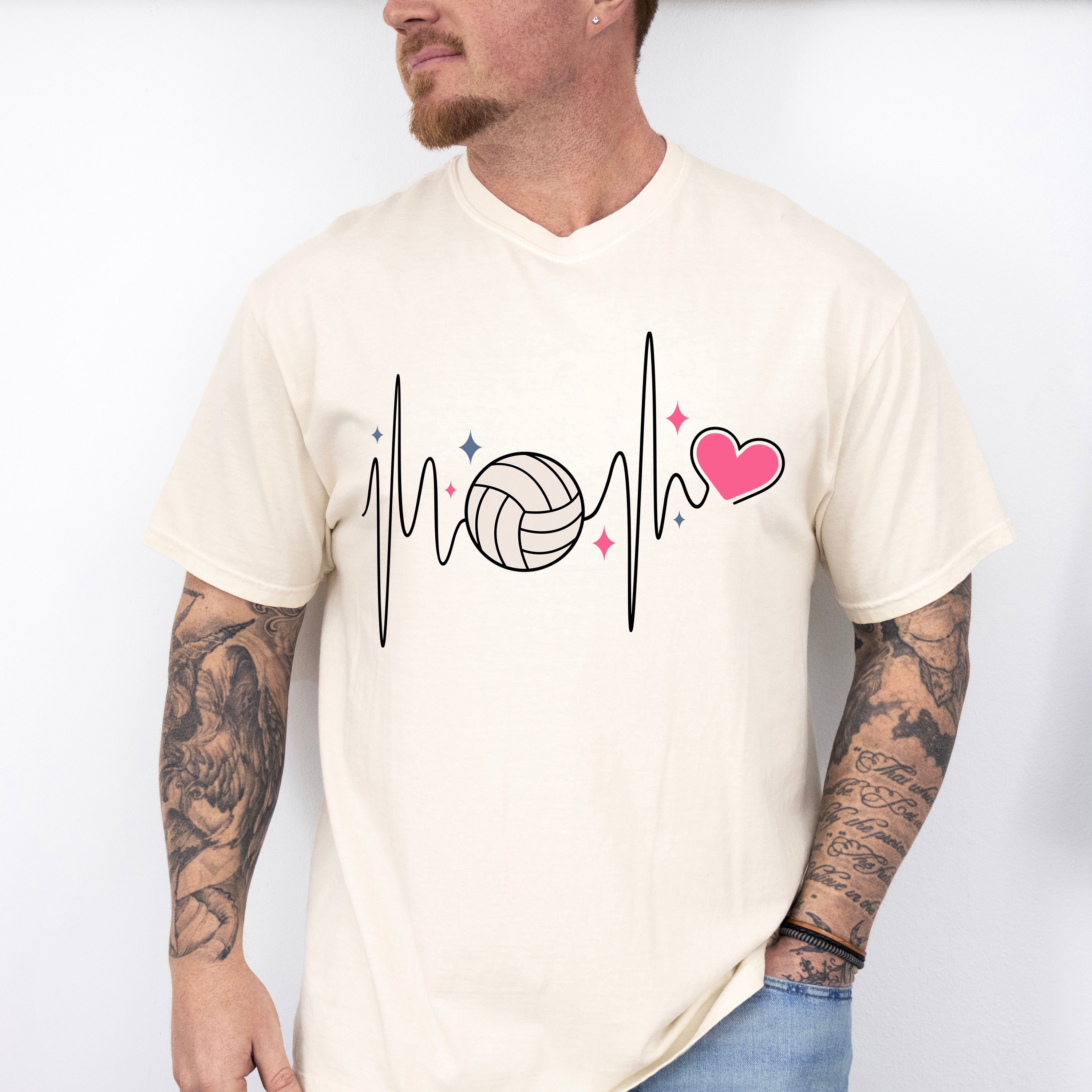 Heartbeat Design - Volleyball Unisex Crewneck T-Shirt Sweatshirt Hoodie