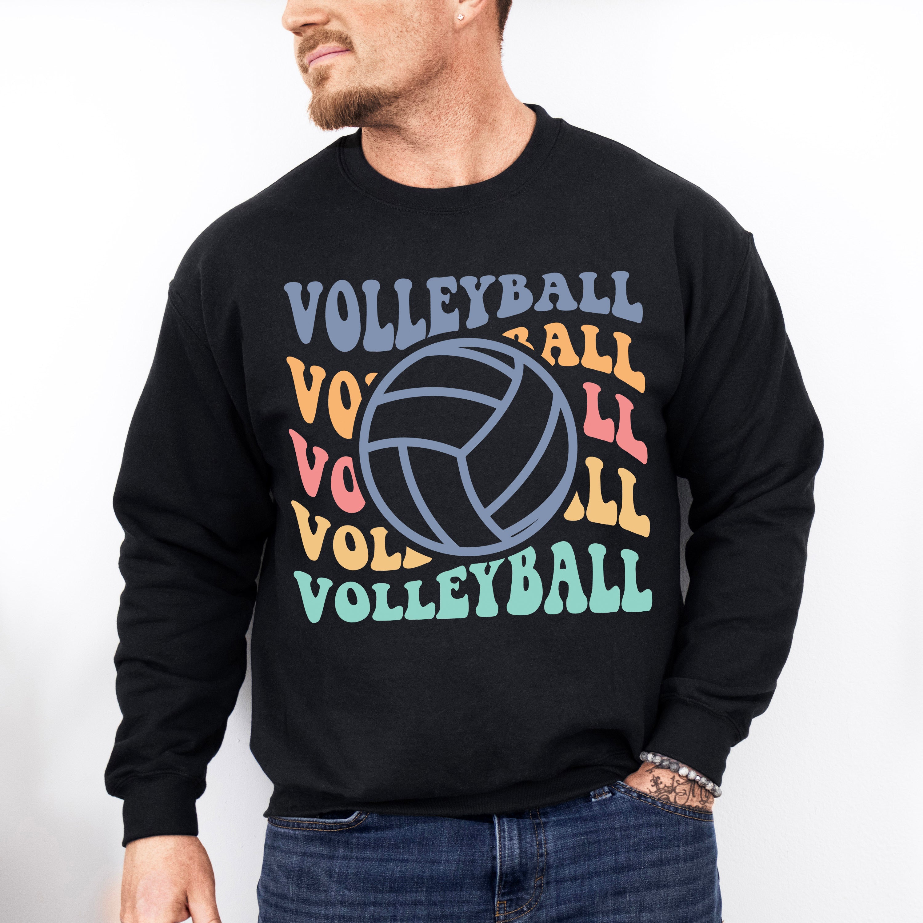 Groovy Volleyball Design - Volleyball Unisex Crewneck T-Shirt Sweatshirt Hoodie