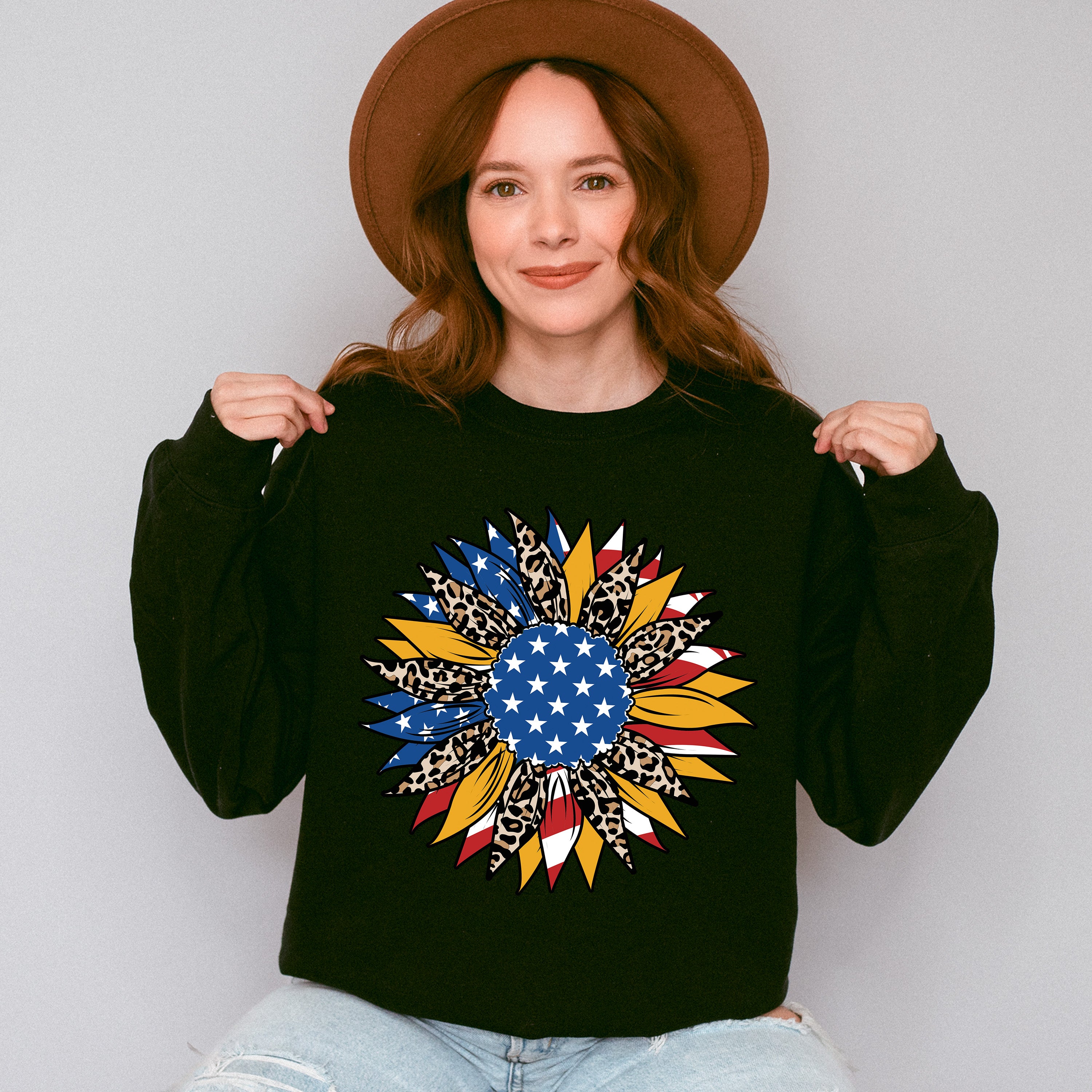 Sunflower USA Flag , 4th of July Theme T-shirt, Hoodie, Sweatshirt