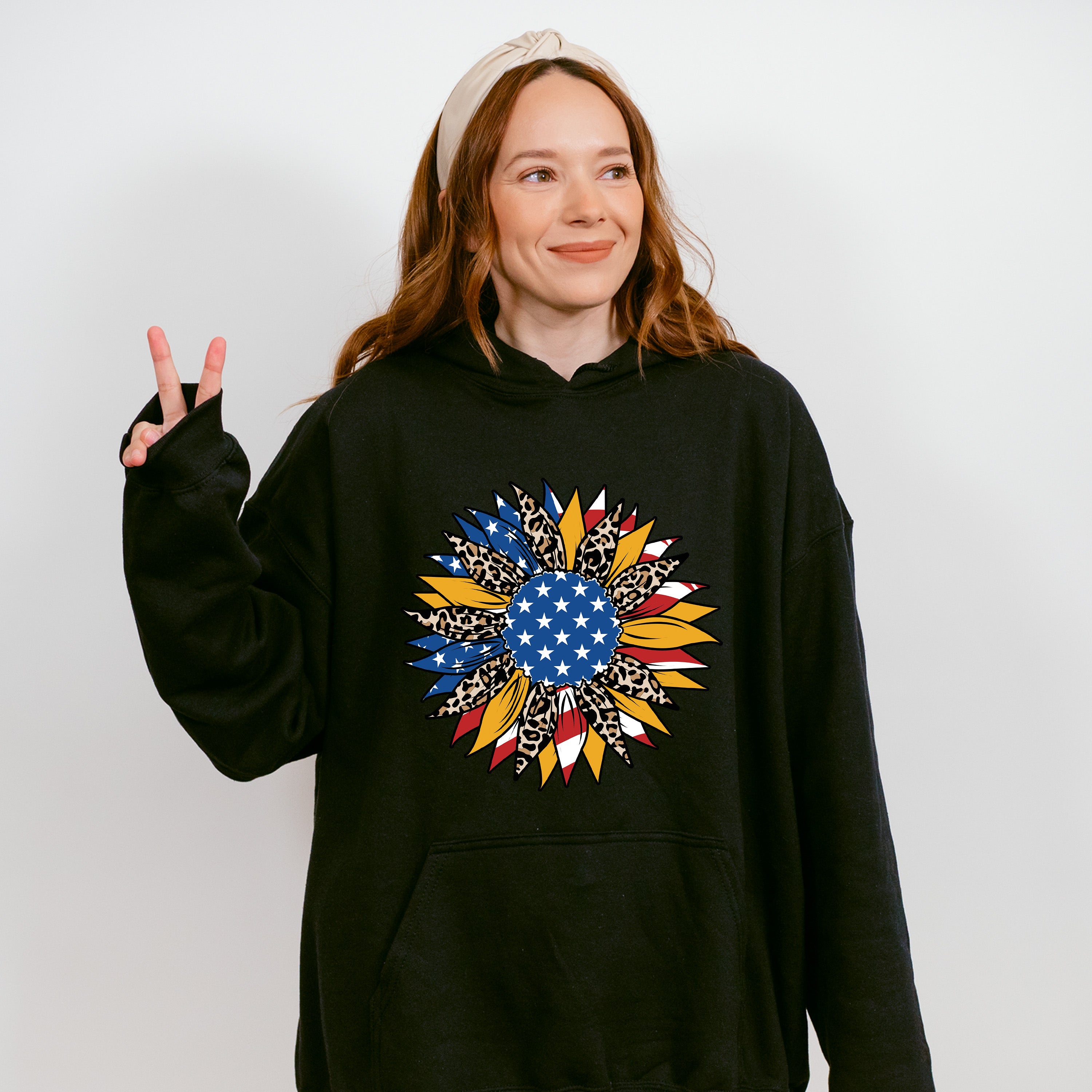 Sunflower USA Flag , 4th of July Theme T-shirt, Hoodie, Sweatshirt