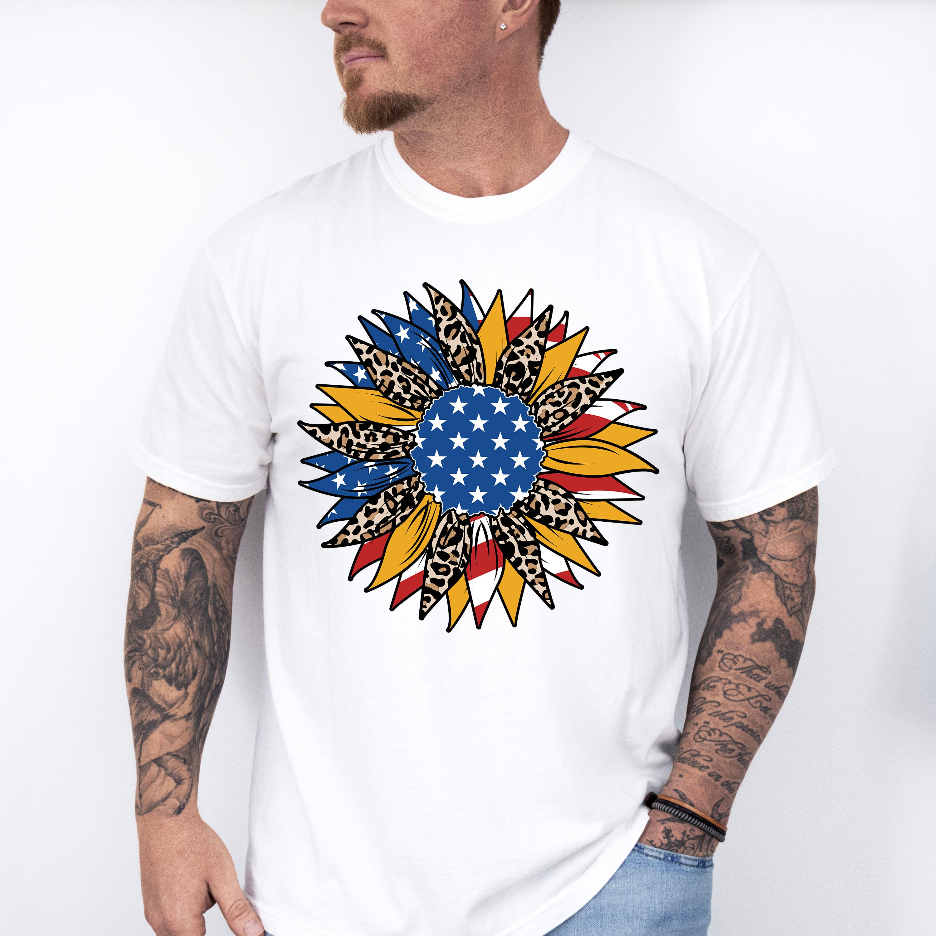 Sunflower USA Flag , 4th of July Theme T-shirt, Hoodie, Sweatshirt