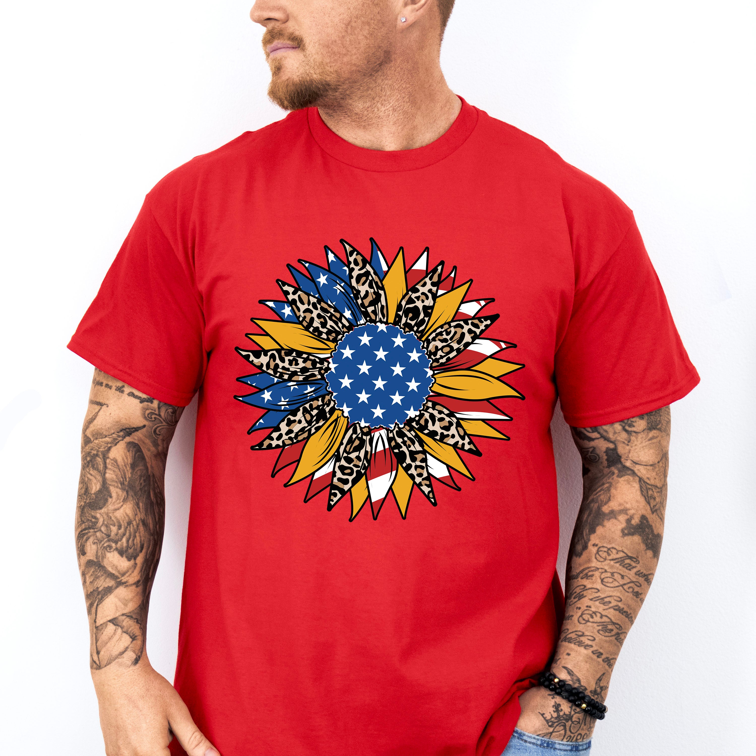 Sunflower USA Flag , 4th of July Theme T-shirt, Hoodie, Sweatshirt
