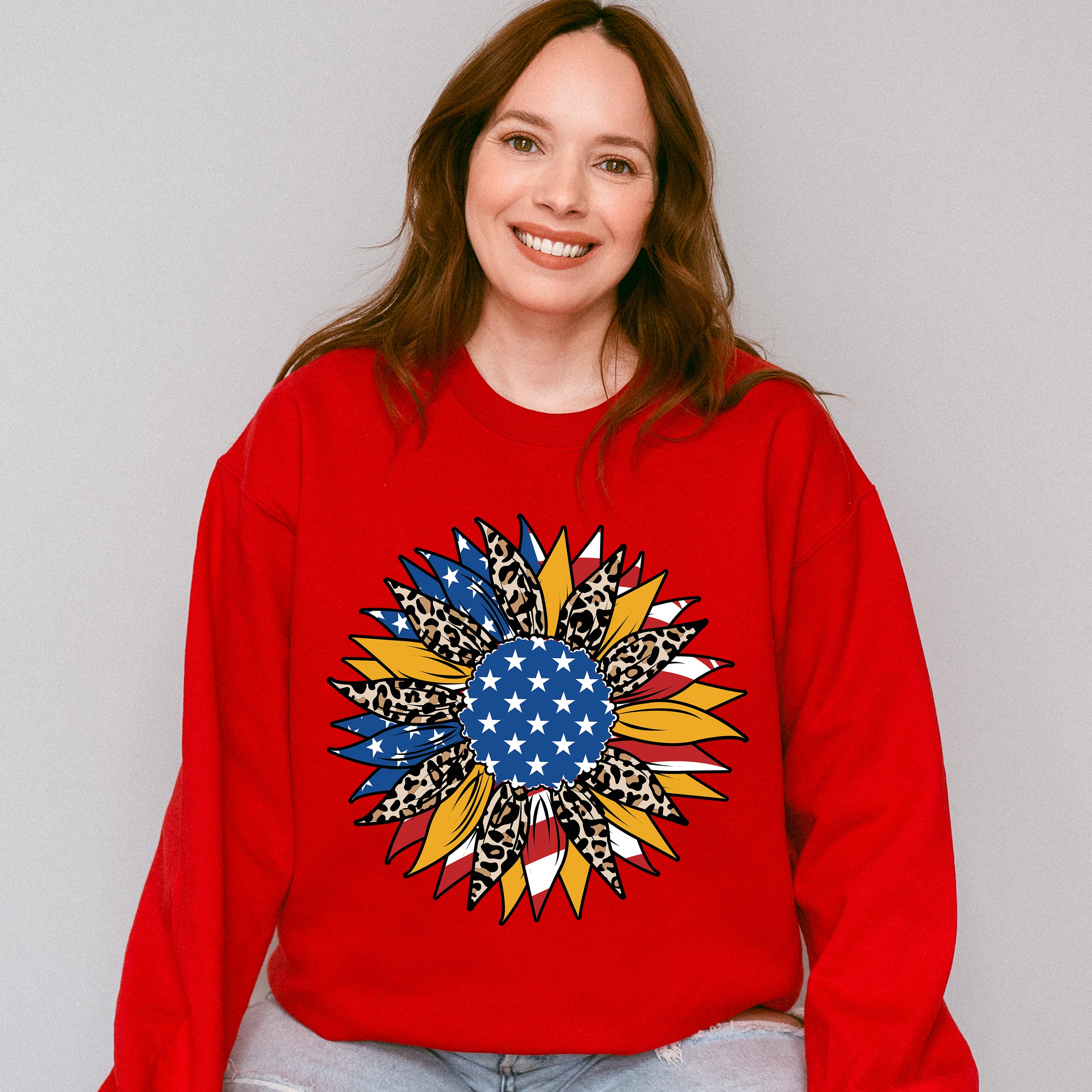 Sunflower USA Flag , 4th of July Theme T-shirt, Hoodie, Sweatshirt