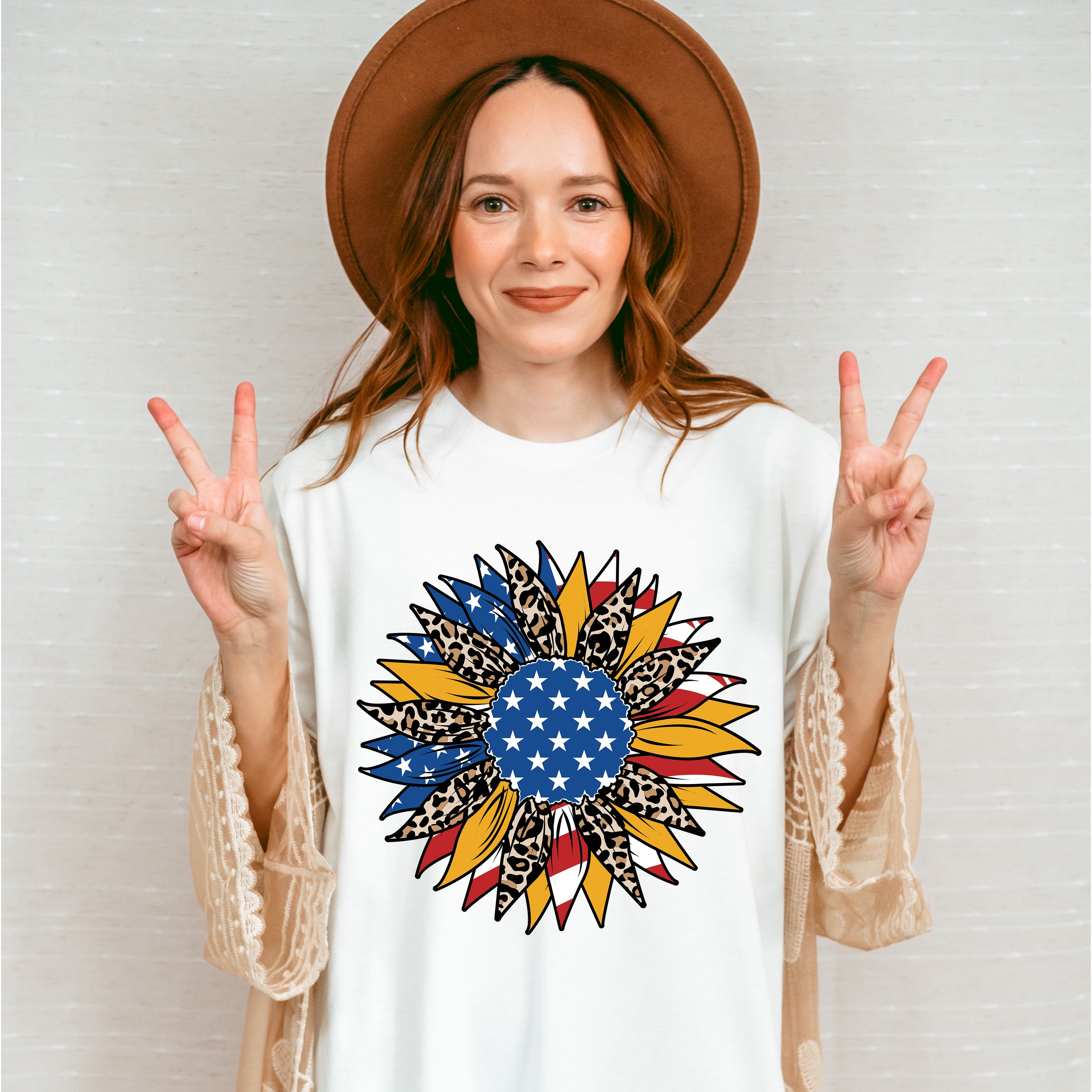 Sunflower USA Flag , 4th of July Theme T-shirt, Hoodie, Sweatshirt
