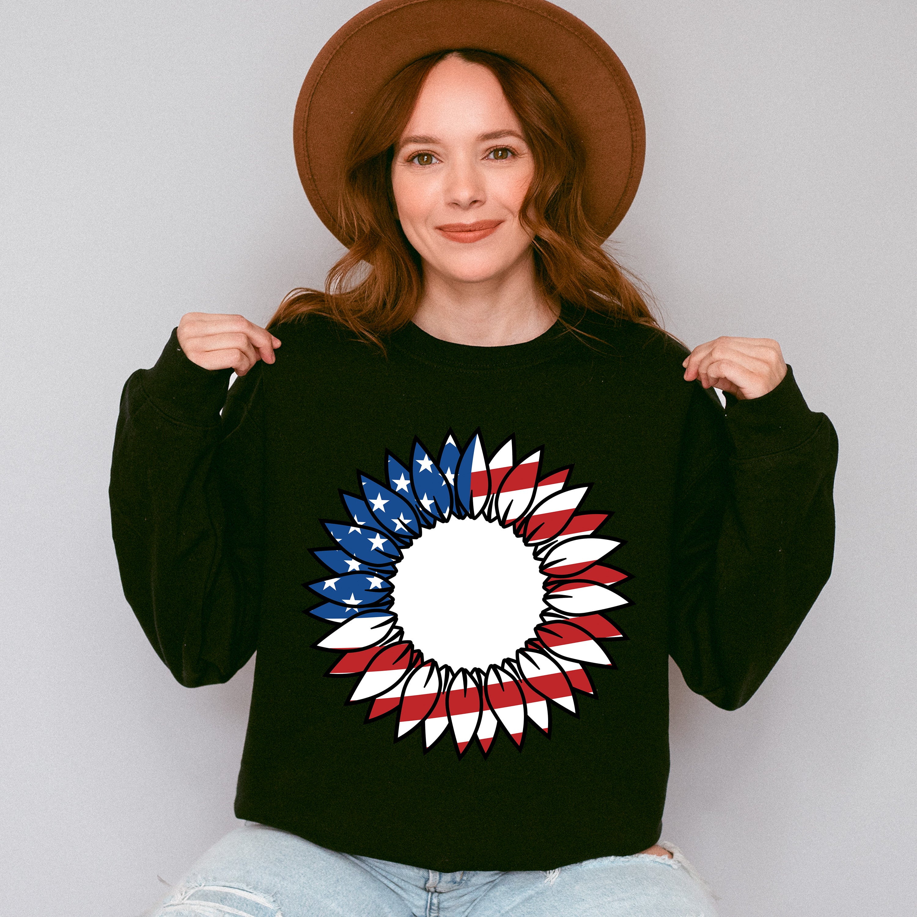 Sunflower American Flag , 4th of July Theme T-shirt, Hoodie, Sweatshirt