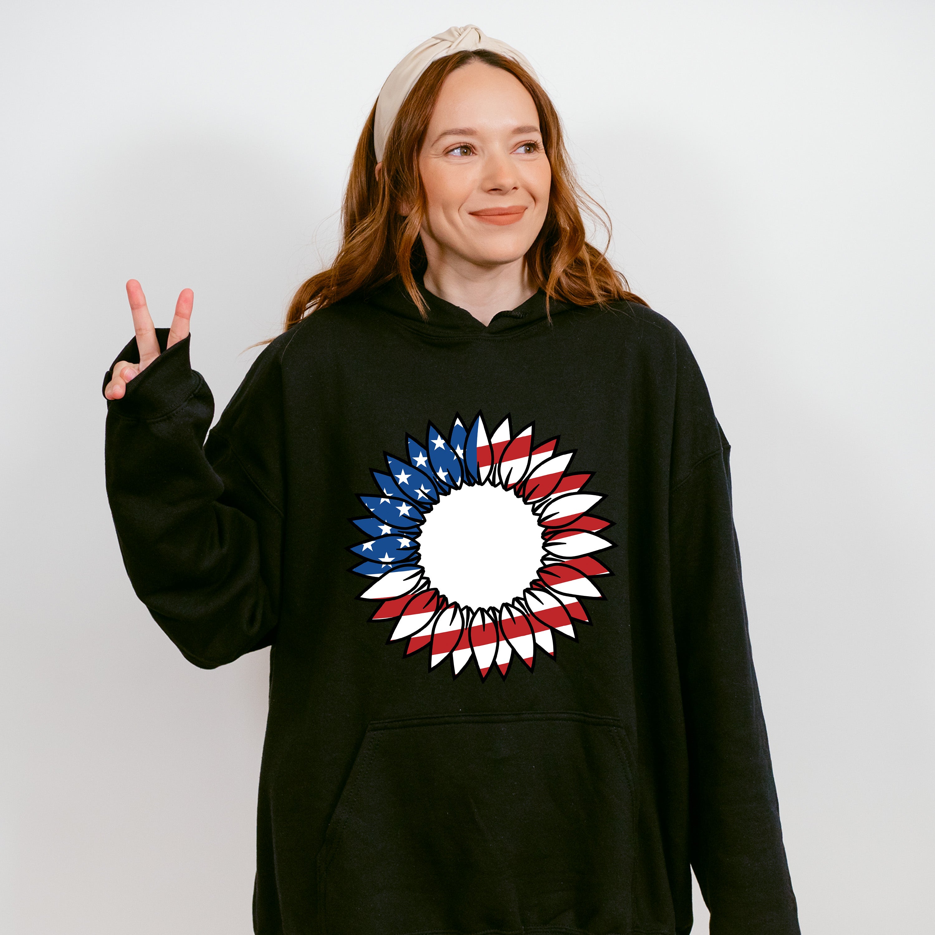 Sunflower American Flag , 4th of July Theme T-shirt, Hoodie, Sweatshirt
