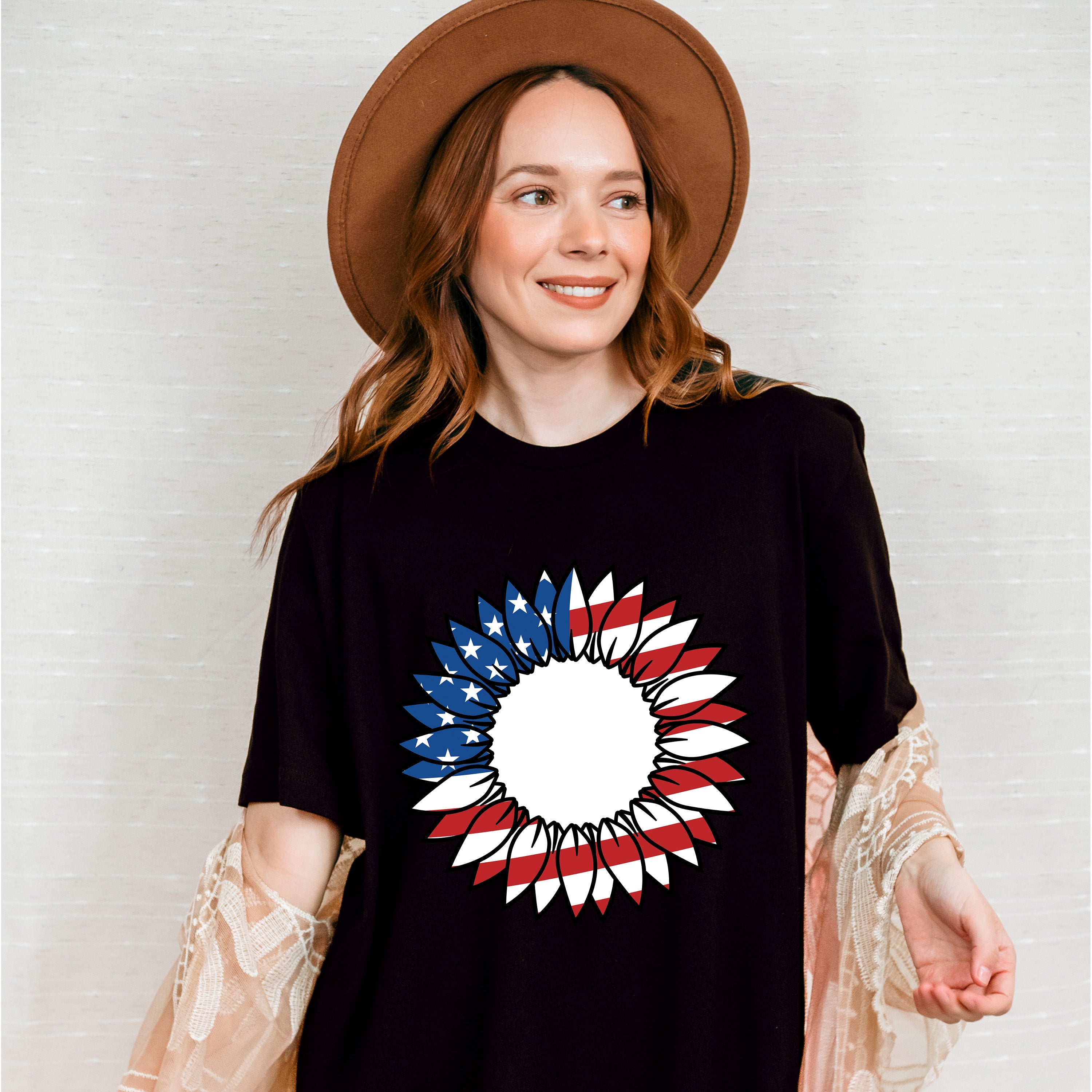 Sunflower American Flag , 4th of July Theme T-shirt, Hoodie, Sweatshirt