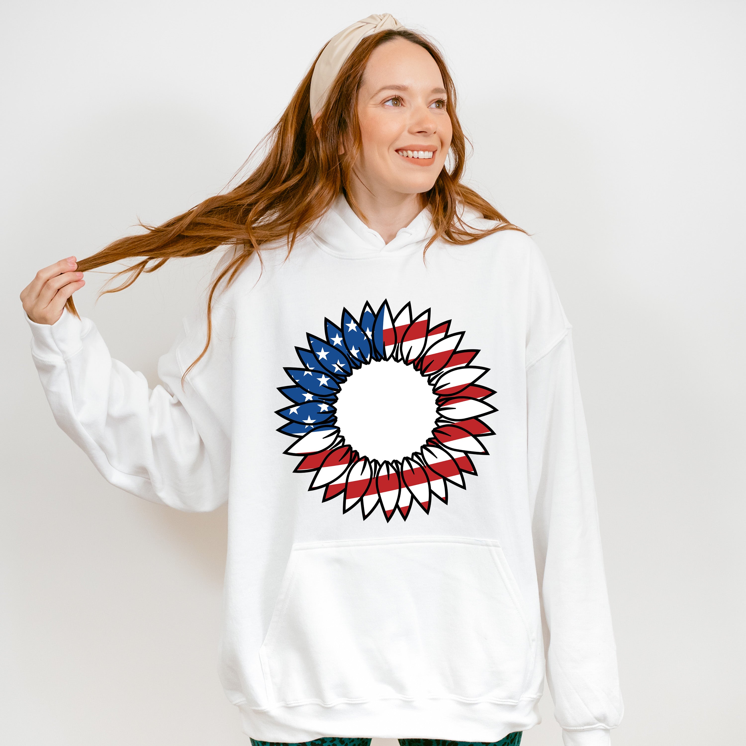 Sunflower American Flag , 4th of July Theme T-shirt, Hoodie, Sweatshirt