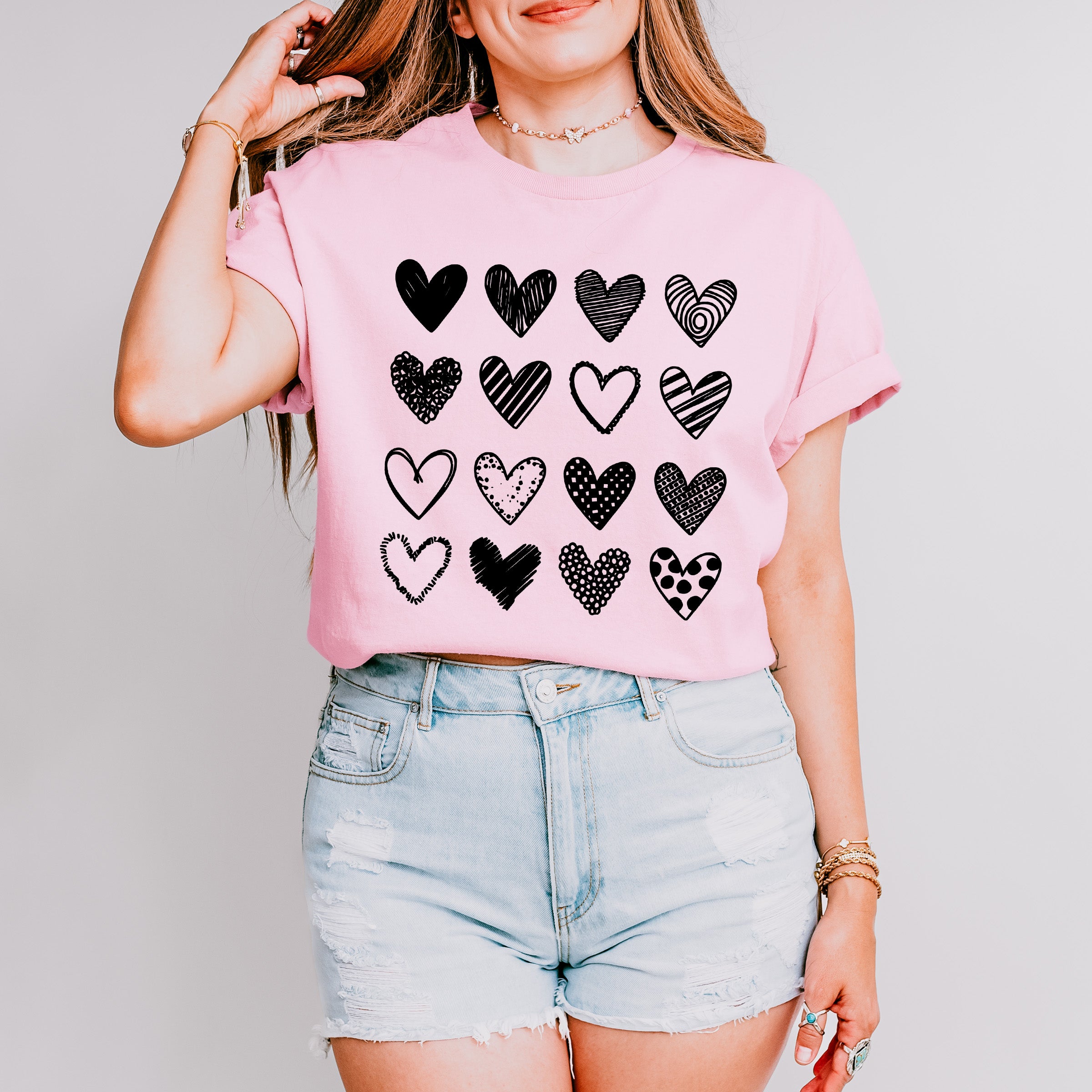 B&amp;W Hearts Valentines Theme T-shirt, Hoodie, Sweatshirt