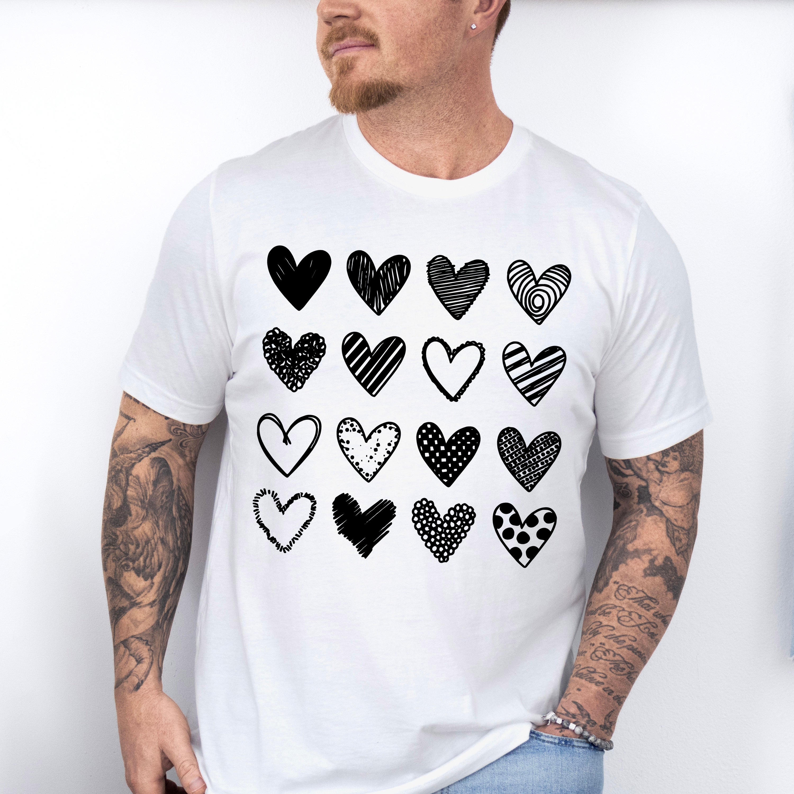 B&amp;W Hearts Valentines Theme T-shirt, Hoodie, Sweatshirt