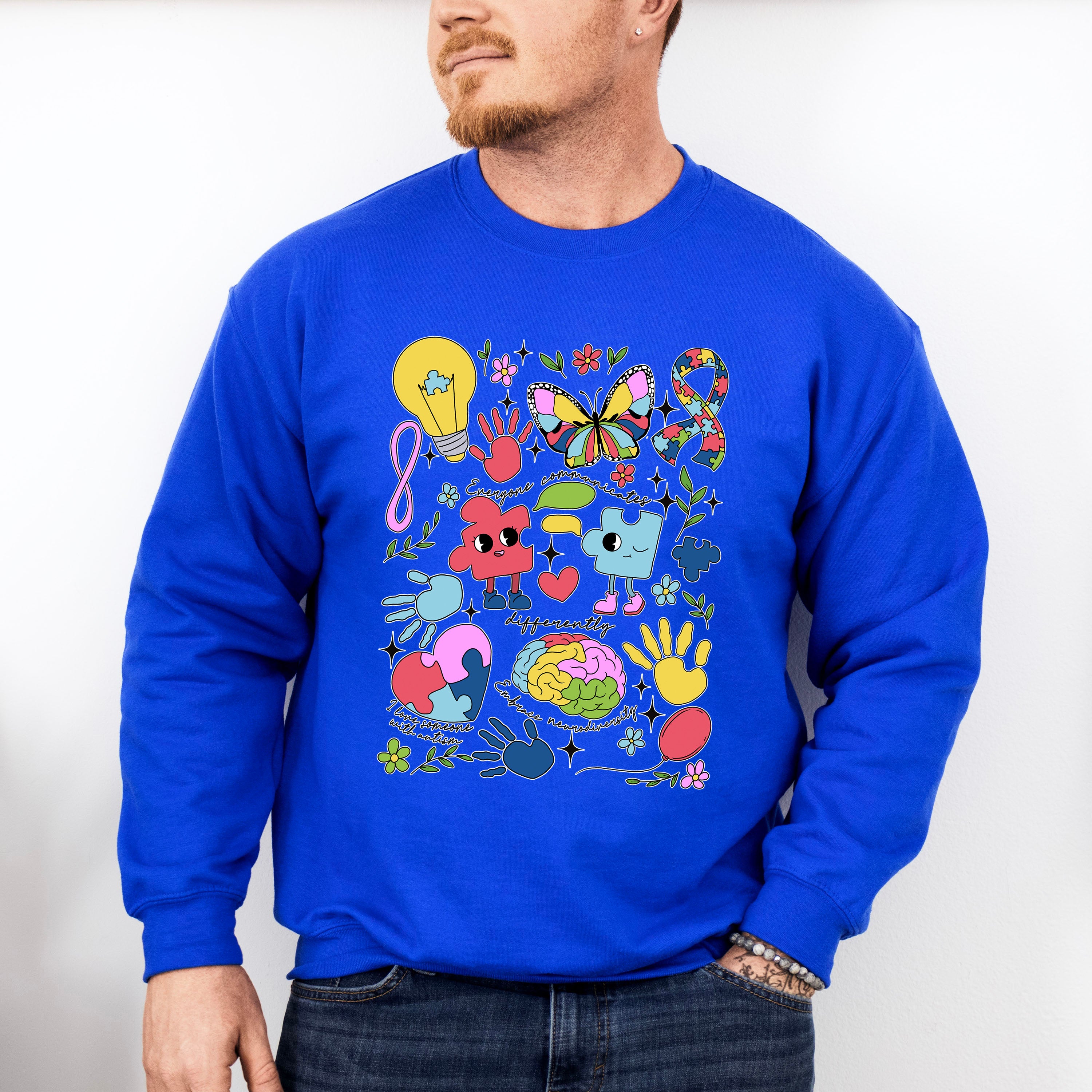 Everybody Communicates Differently Autism Unisex Crewneck T-Shirt Sweatshirt Hoodie