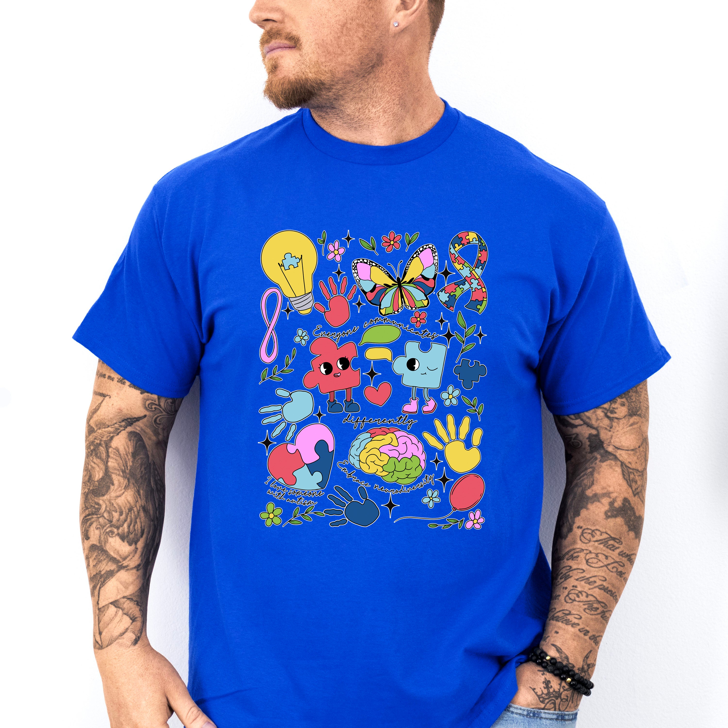 Everybody Communicates Differently Autism Unisex Crewneck T-Shirt Sweatshirt Hoodie