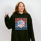 USA Flag Smiley 4Th Of July Unisex Crewneck T-Shirt Sweatshirt Hoodie