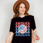 USA Flag Smiley 4Th Of July Unisex Crewneck T-Shirt Sweatshirt Hoodie