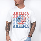 USA Flag Smiley 4Th Of July Unisex Crewneck T-Shirt Sweatshirt Hoodie