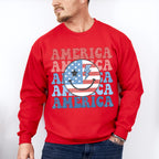 USA Flag Smiley 4Th Of July Unisex Crewneck T-Shirt Sweatshirt Hoodie