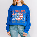 USA Flag Smiley 4Th Of July Unisex Crewneck T-Shirt Sweatshirt Hoodie