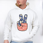US Flag Peace Sign 4Th Of July Unisex Crewneck T-Shirt Sweatshirt Hoodie