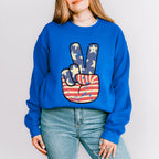 US Flag Peace Sign 4Th Of July Unisex Crewneck T-Shirt Sweatshirt Hoodie