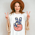 US Flag Peace Sign 4Th Of July Unisex Crewneck T-Shirt Sweatshirt Hoodie