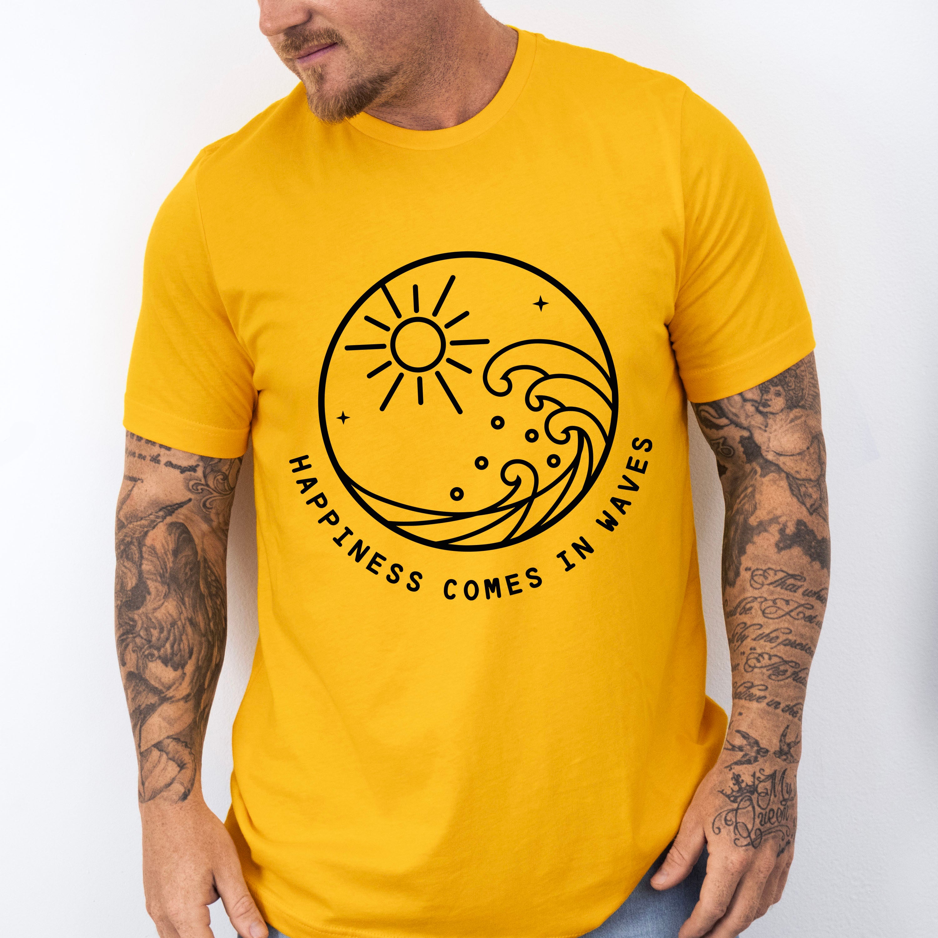 Happiness Comes In Waves Summer Theme Unisex Crewneck T-Shirt Sweatshirt Hoodie