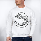 Happiness Comes In Waves Summer Theme Unisex Crewneck T-Shirt Sweatshirt Hoodie