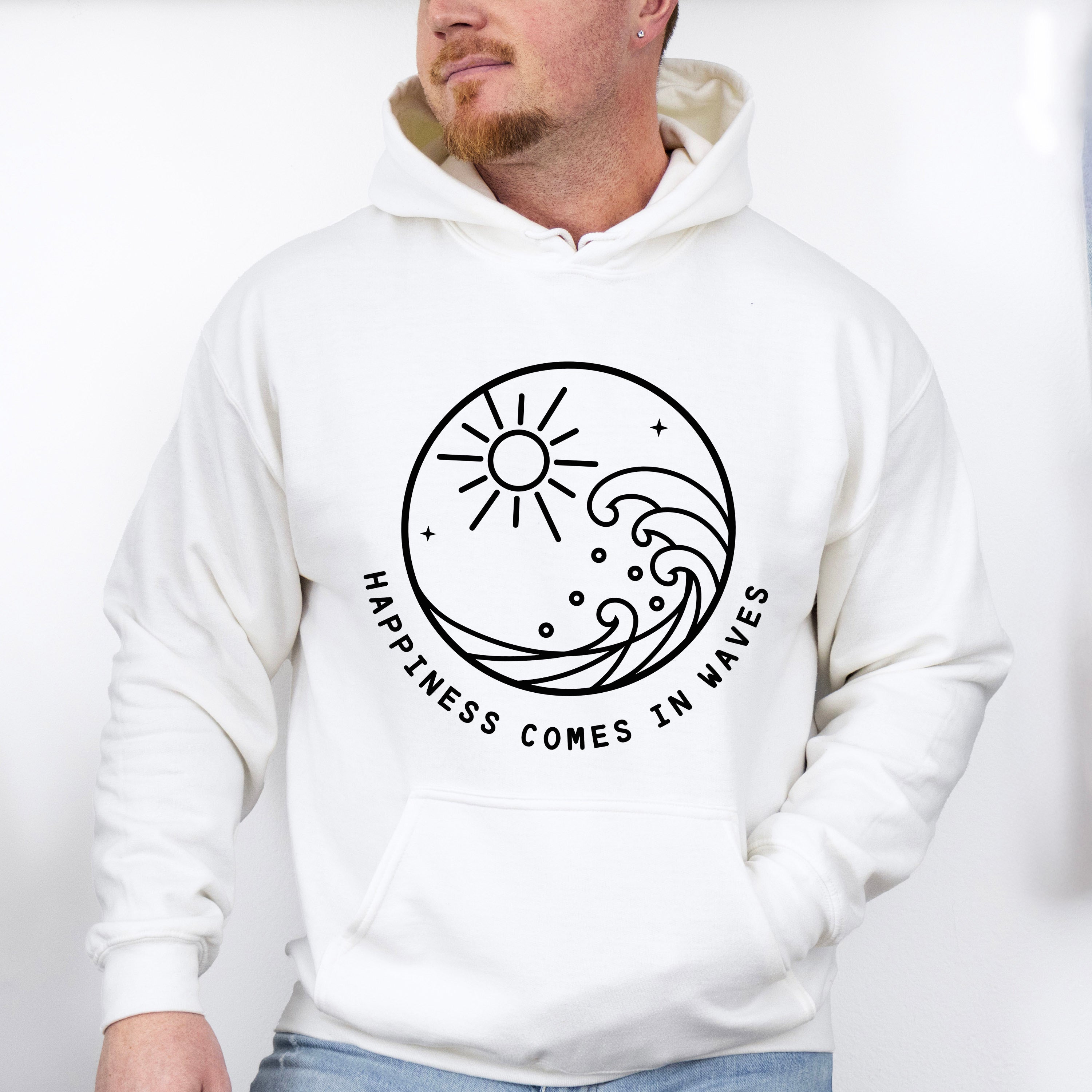 Happiness Comes In Waves Summer Theme Unisex Crewneck T-Shirt Sweatshirt Hoodie