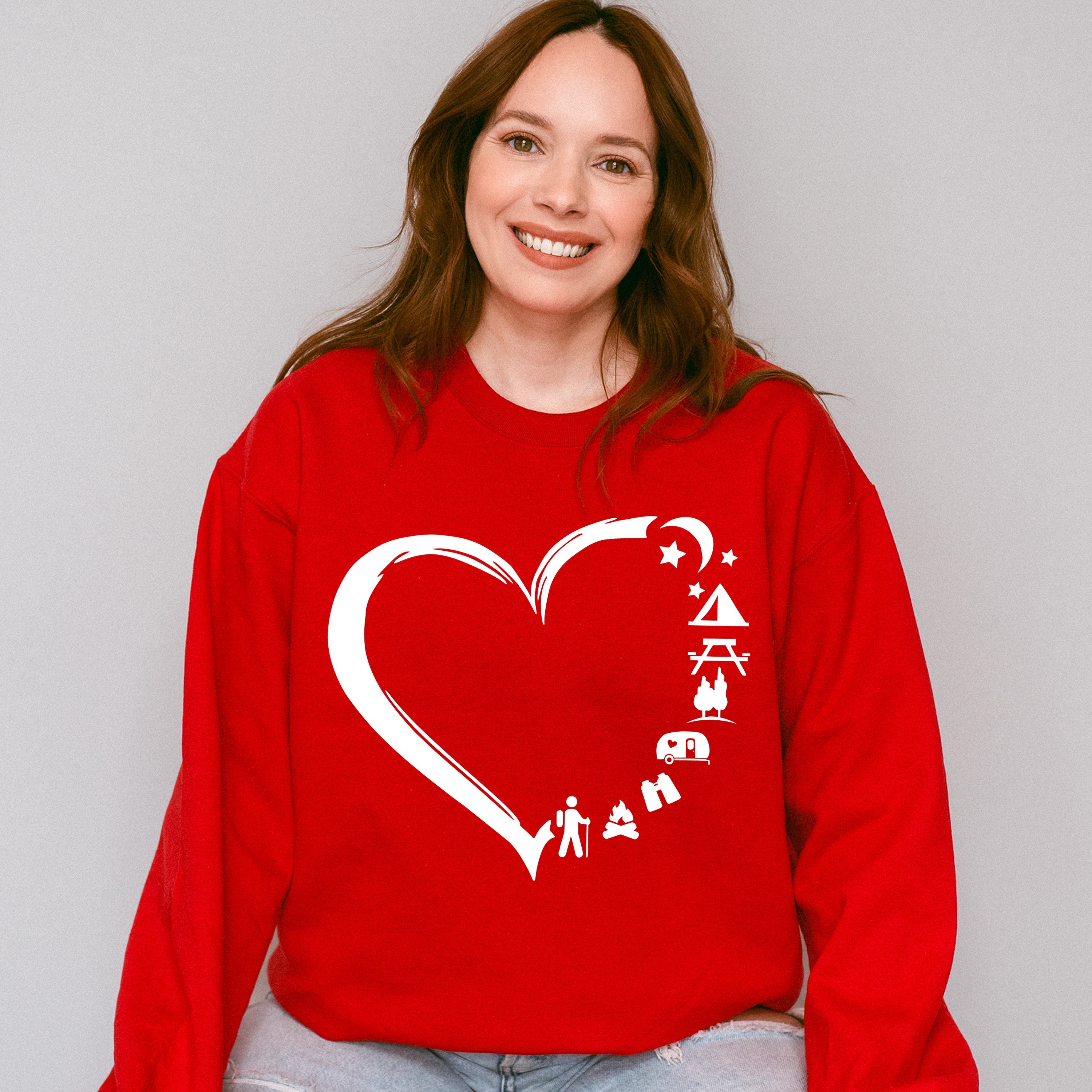 Heart Shape Camping Unisex Crewneck T-Shirt Sweatshirt Hoodie