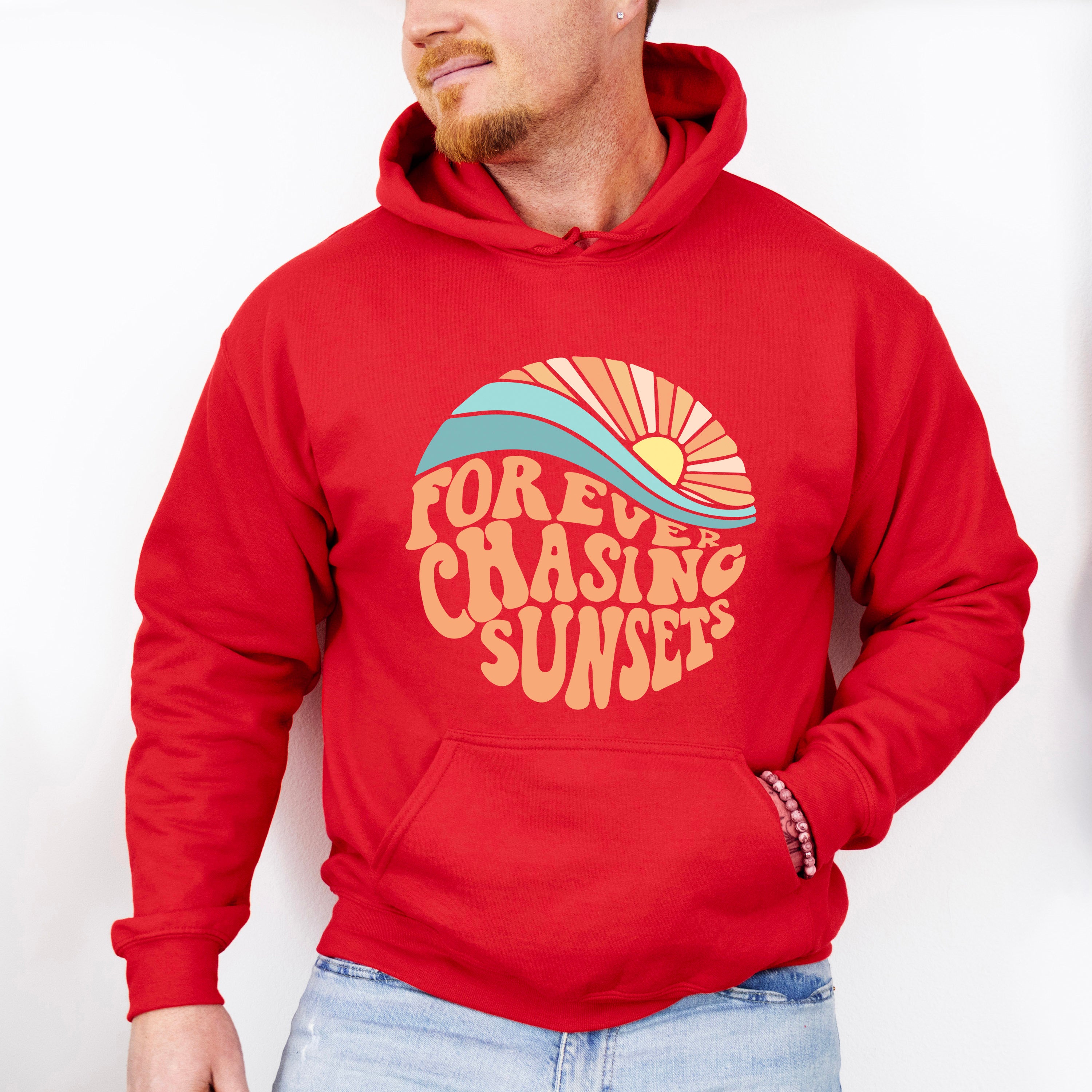 Forever Chasing Sunset Circle Design Summer Theme Unisex Crewneck T-Shirt Sweatshirt Hoodie
