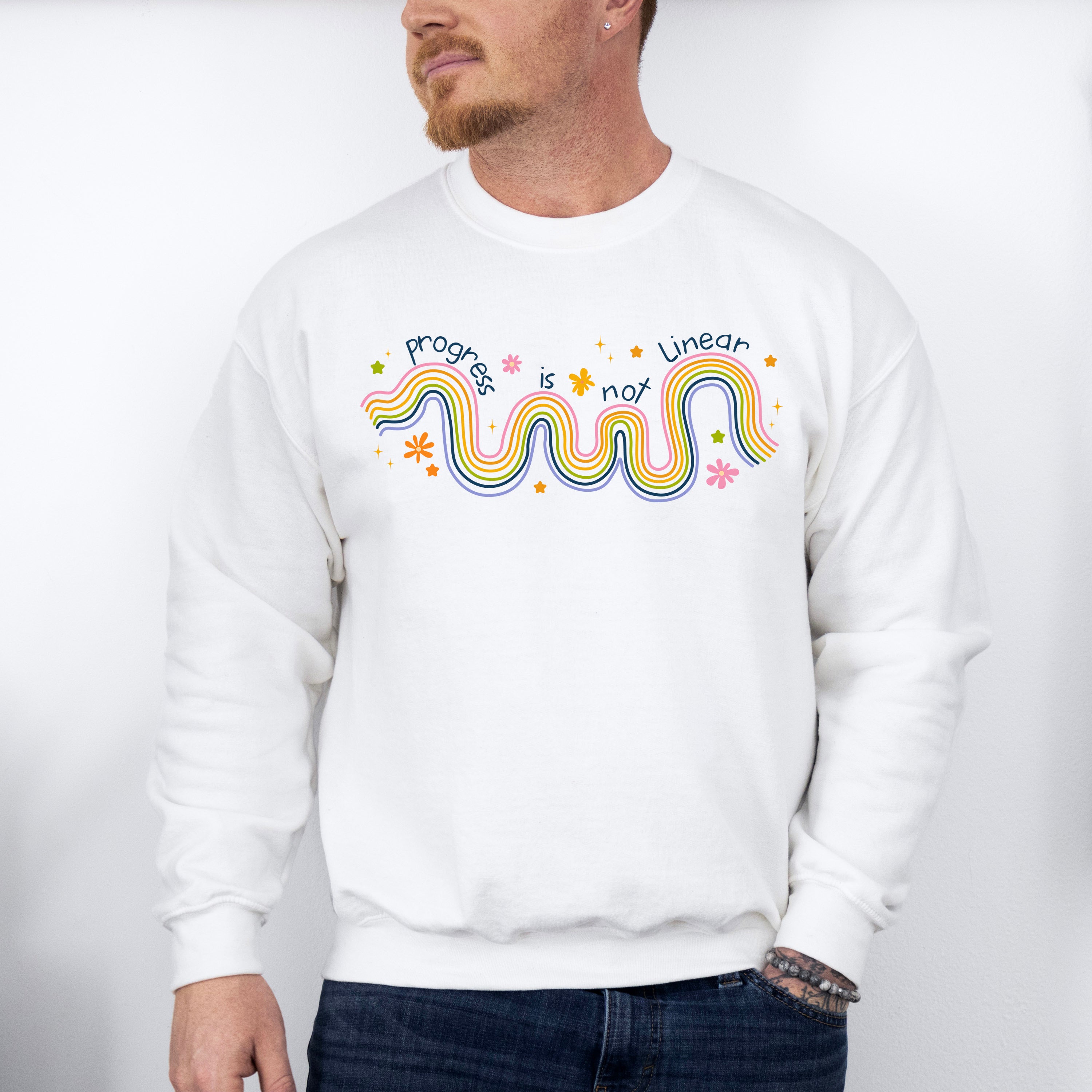 Progress Is Not Linear Mental Health Theme Unisex Crewneck T-Shirt Sweatshirt Hoodie