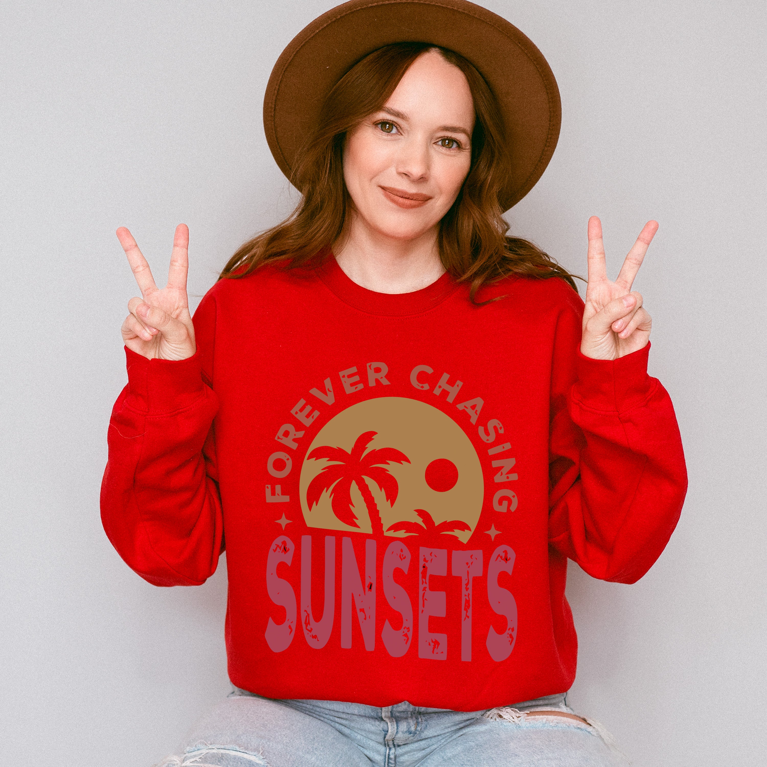 Palms Forever Chasing Sunset Summer Theme Unisex Crewneck T-Shirt Sweatshirt Hoodie