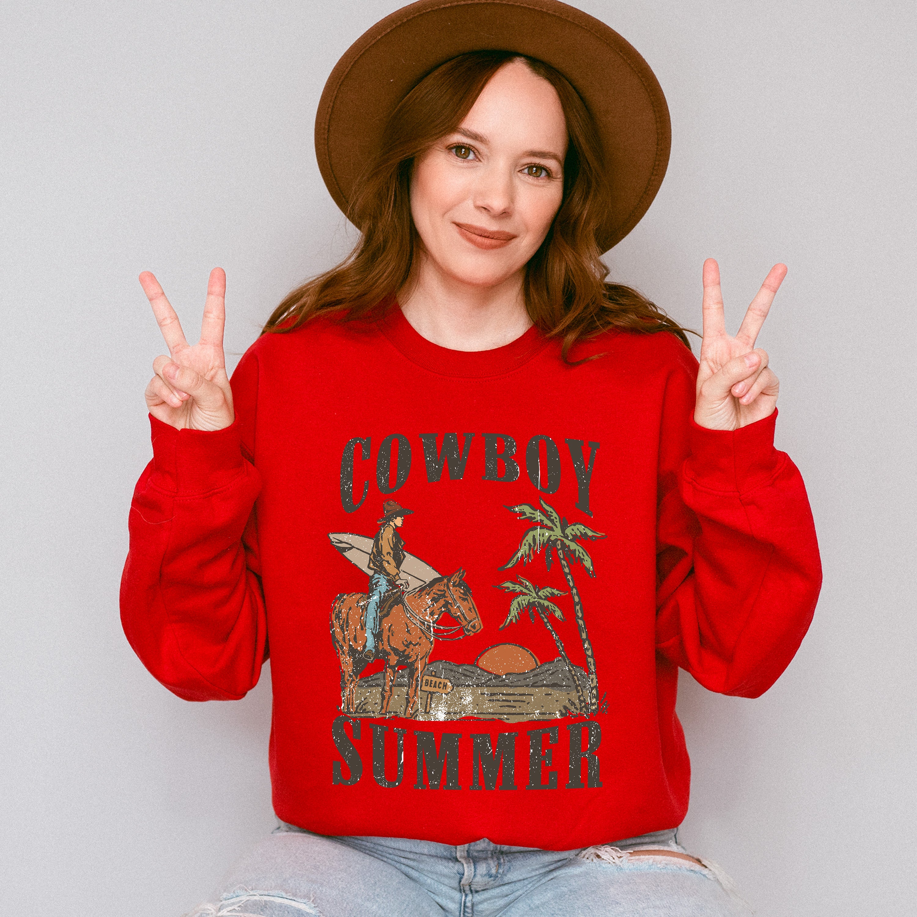 Cowboy Summer Summer Theme Unisex Crewneck T-Shirt Sweatshirt Hoodie