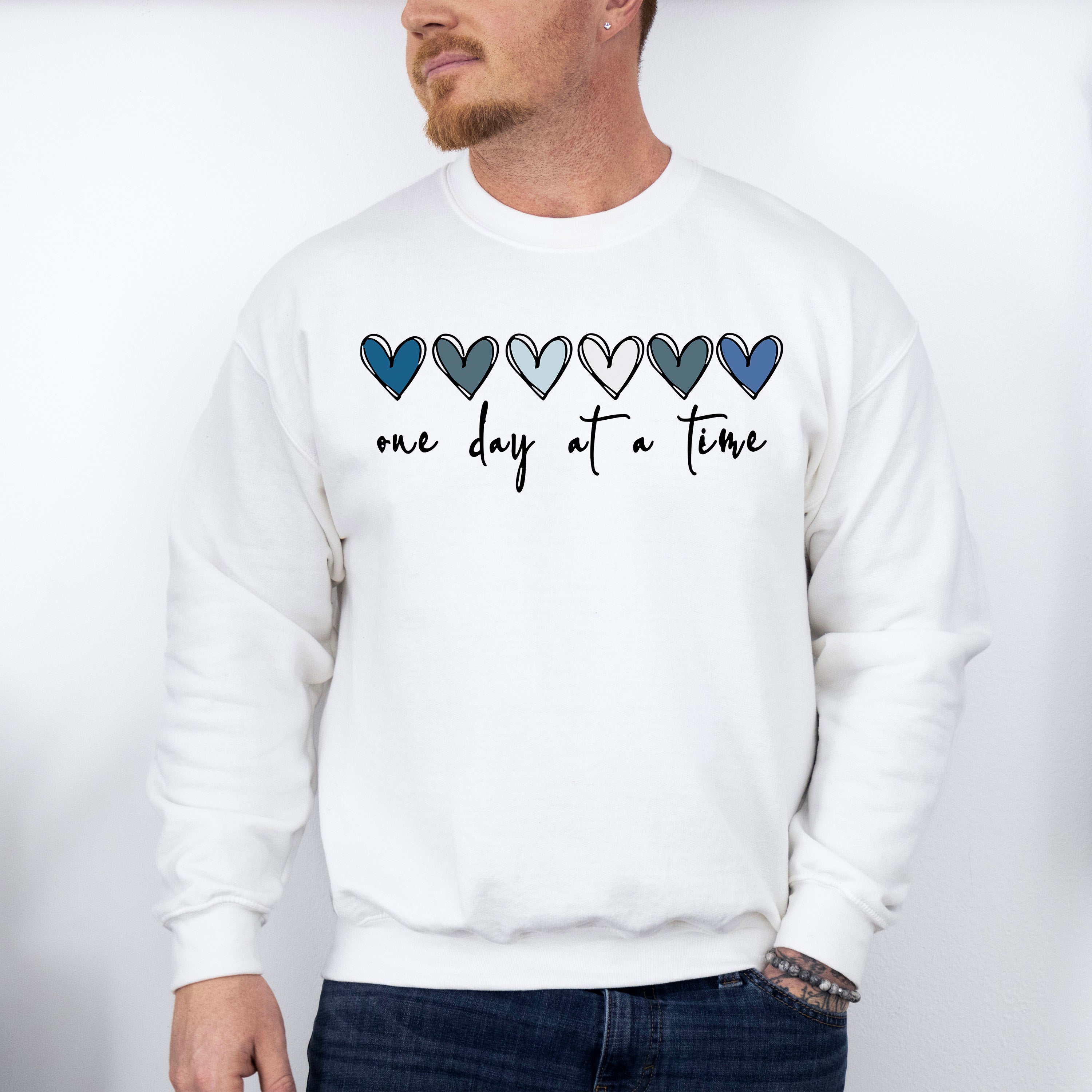 One Day At A Time Mental Health Theme Unisex Crewneck T-Shirt Sweatshirt Hoodie