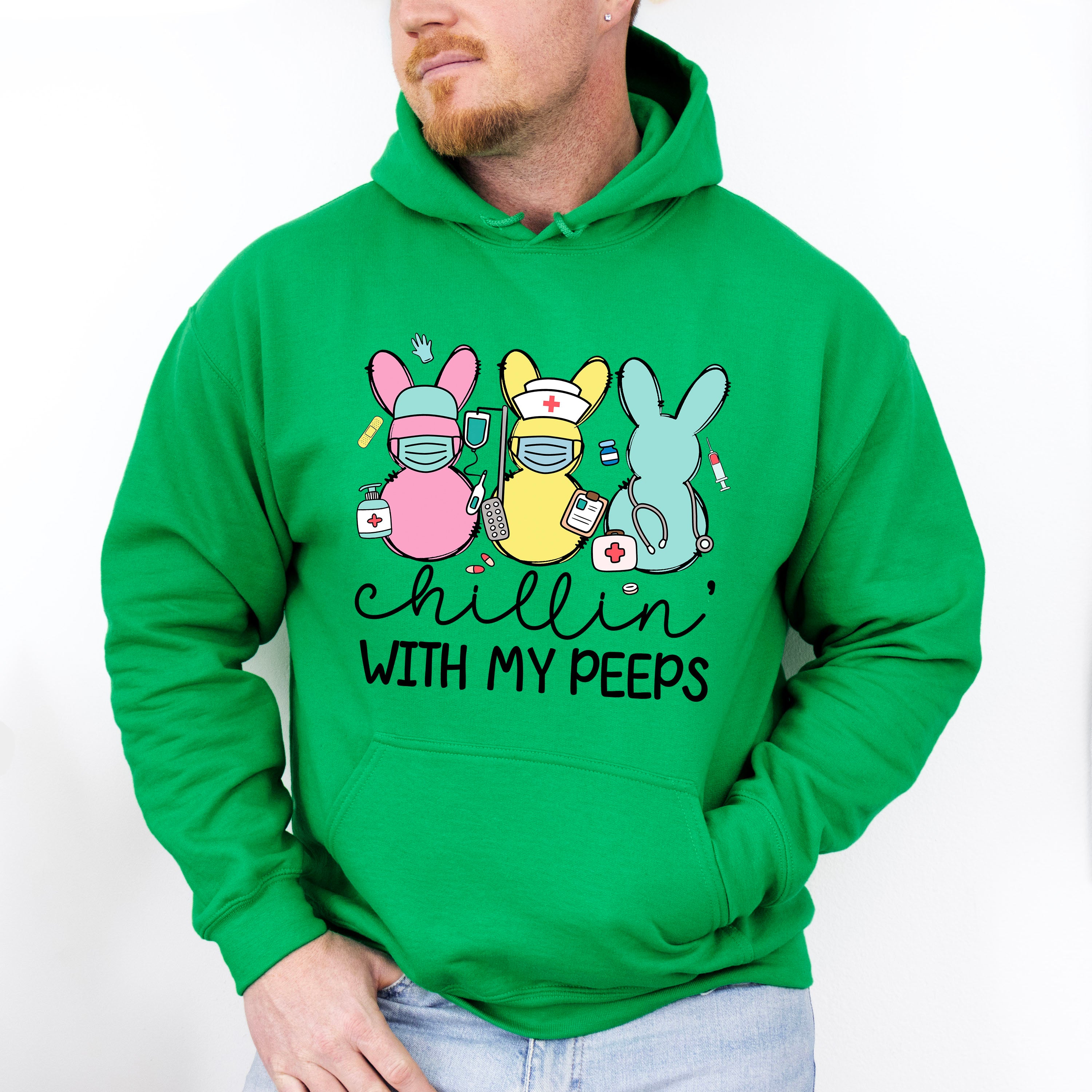 Nurse Bunnies Chillin Easter Day Unisex Crewneck T-Shirt Sweatshirt Hoodie