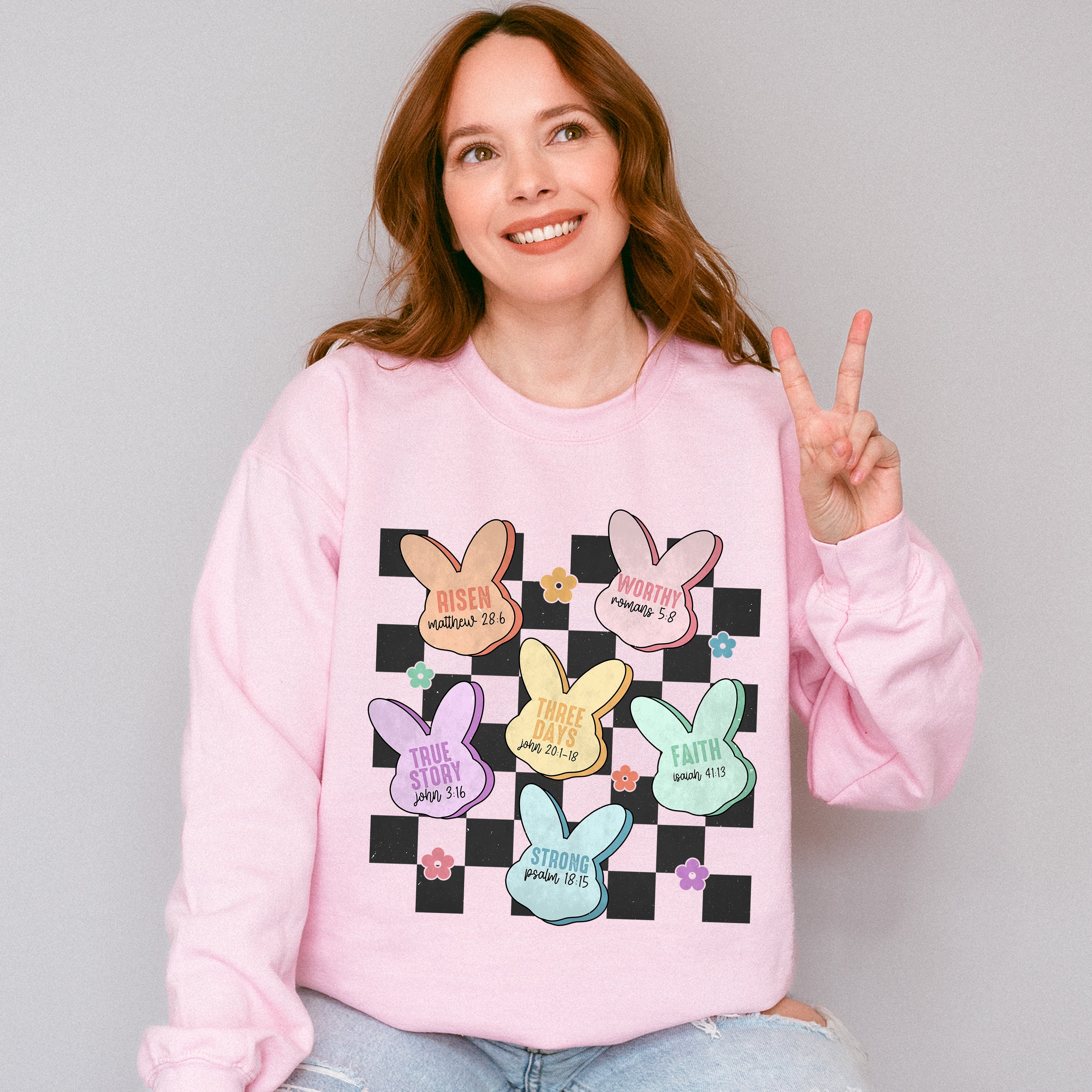Bunny Heads Easter Day Unisex Crewneck T-Shirt Sweatshirt Hoodie