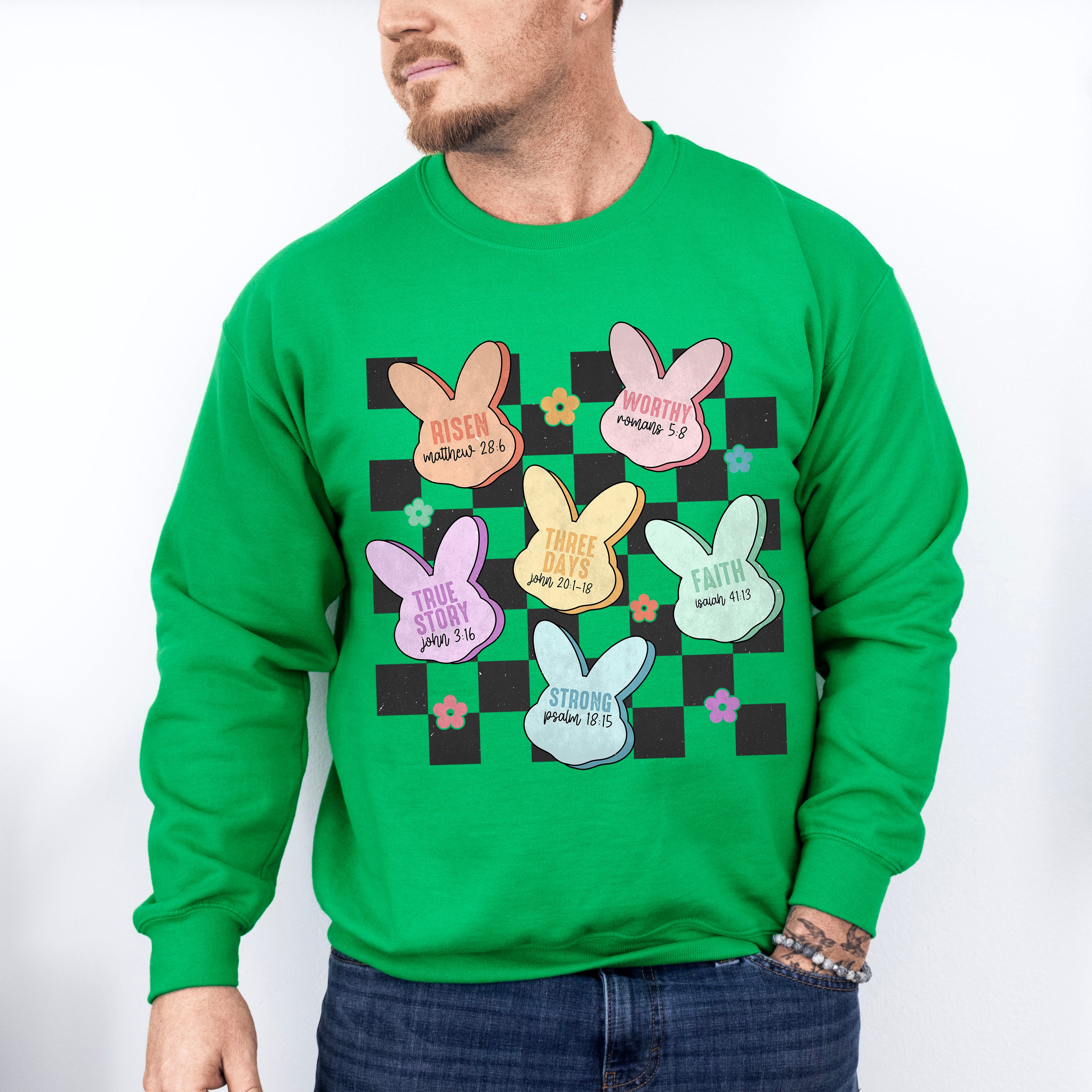 Bunny Heads Easter Day Unisex Crewneck T-Shirt Sweatshirt Hoodie