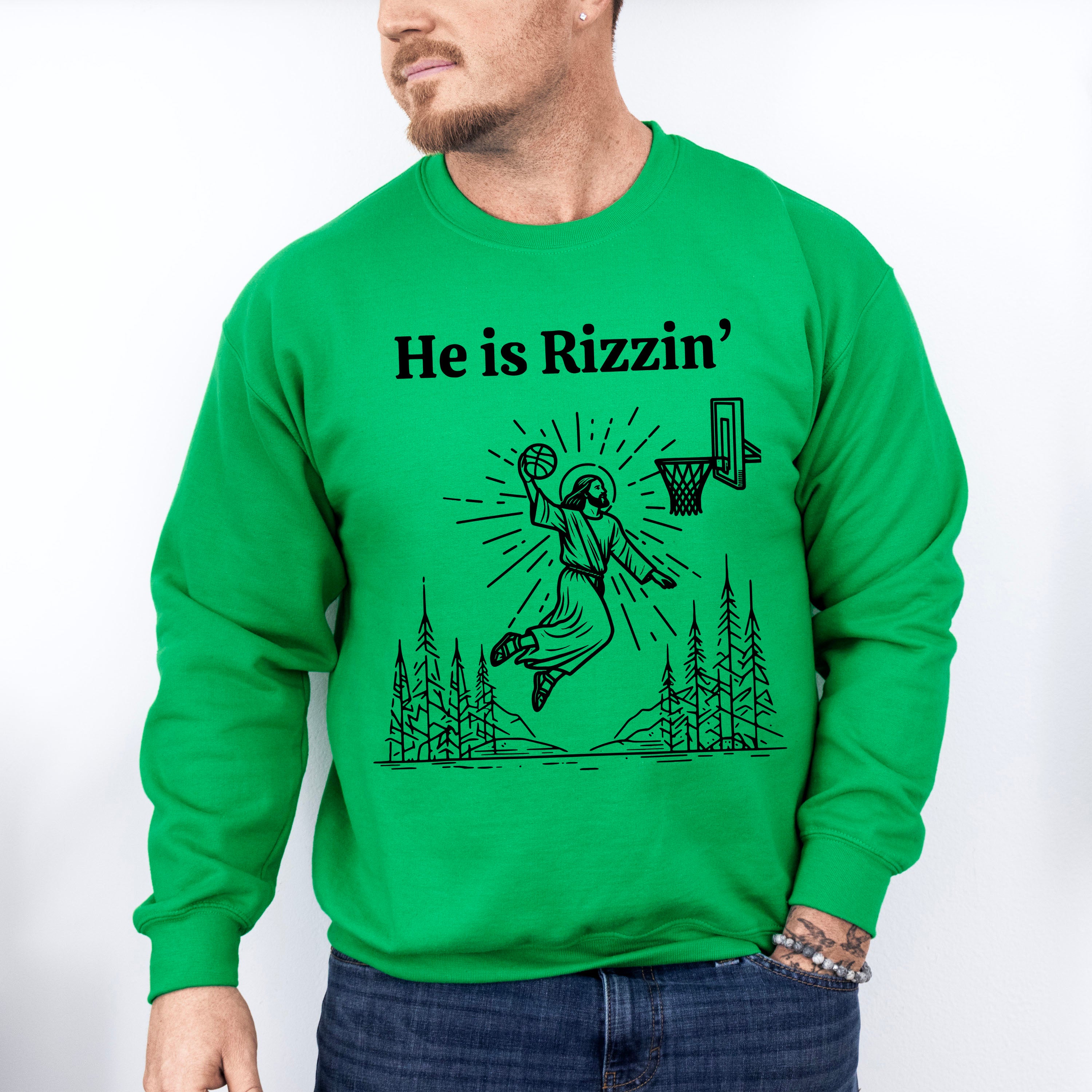 He Is Rizzin Easter Day Unisex Crewneck T-Shirt Sweatshirt Hoodie