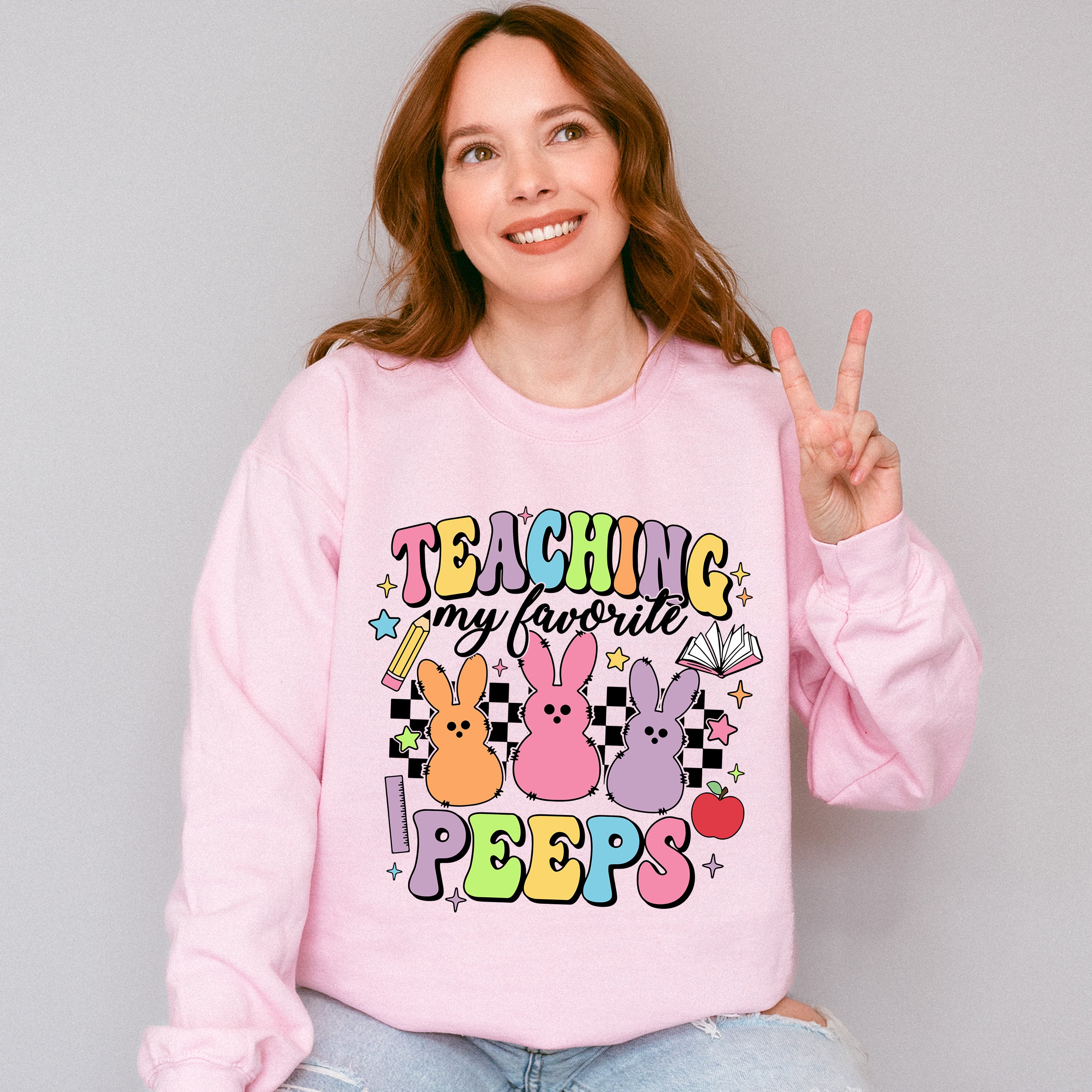 Teaching My Favorite Peeps Easter Day Unisex Crewneck T-Shirt Sweatshirt Hoodie