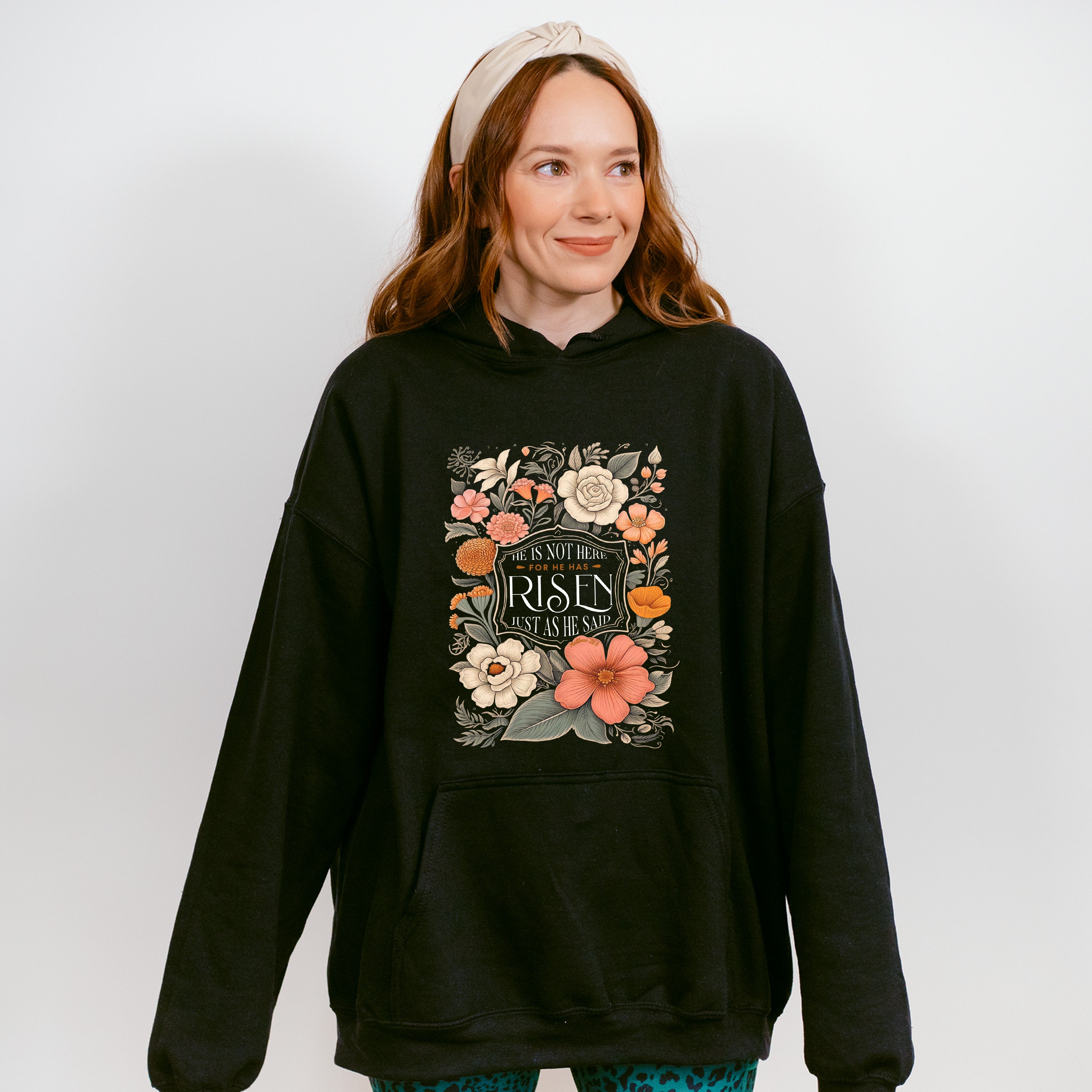 He Is Risen Flowers Easter Day Unisex Crewneck T-Shirt Sweatshirt Hoodie