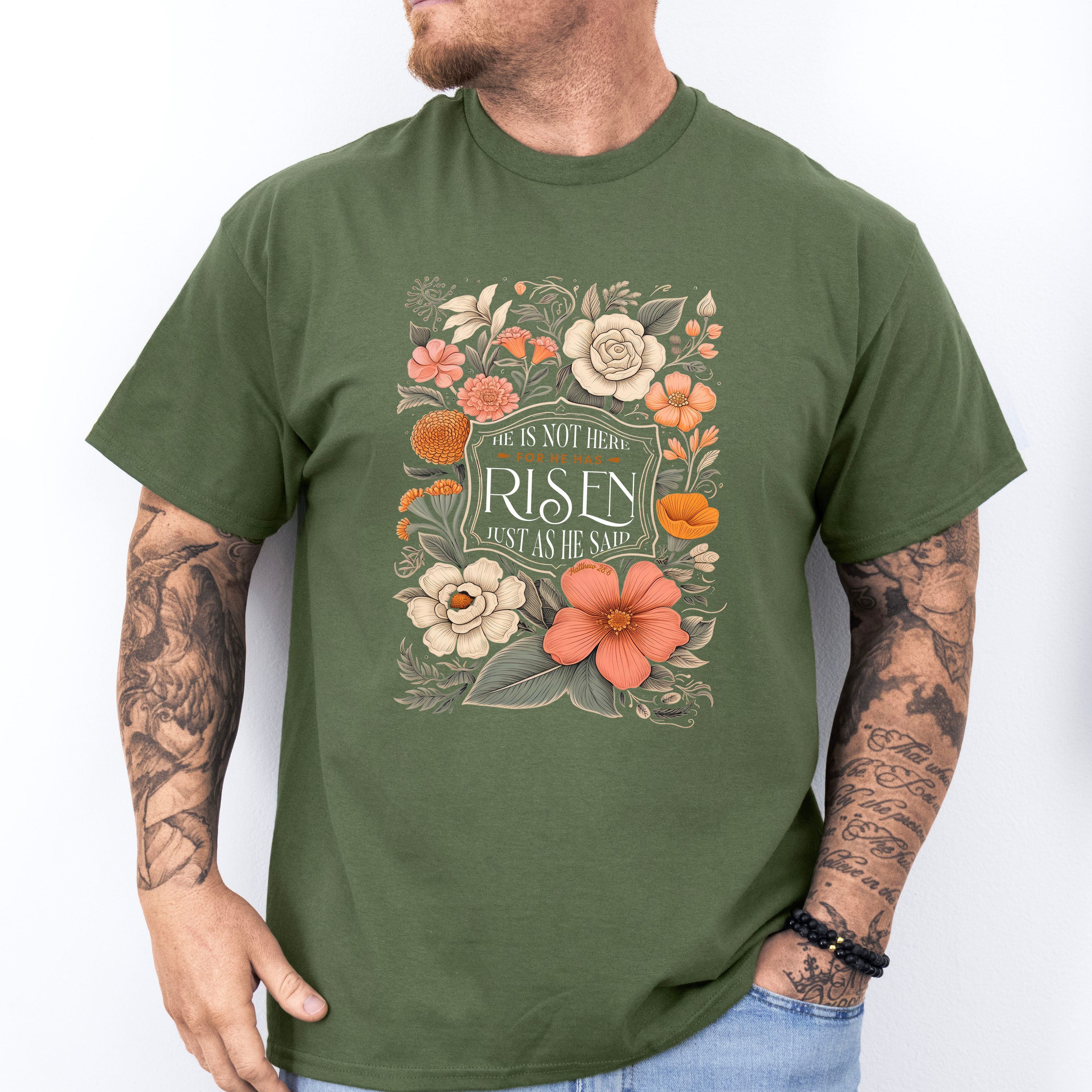 He Is Risen Flowers Easter Day Unisex Crewneck T-Shirt Sweatshirt Hoodie