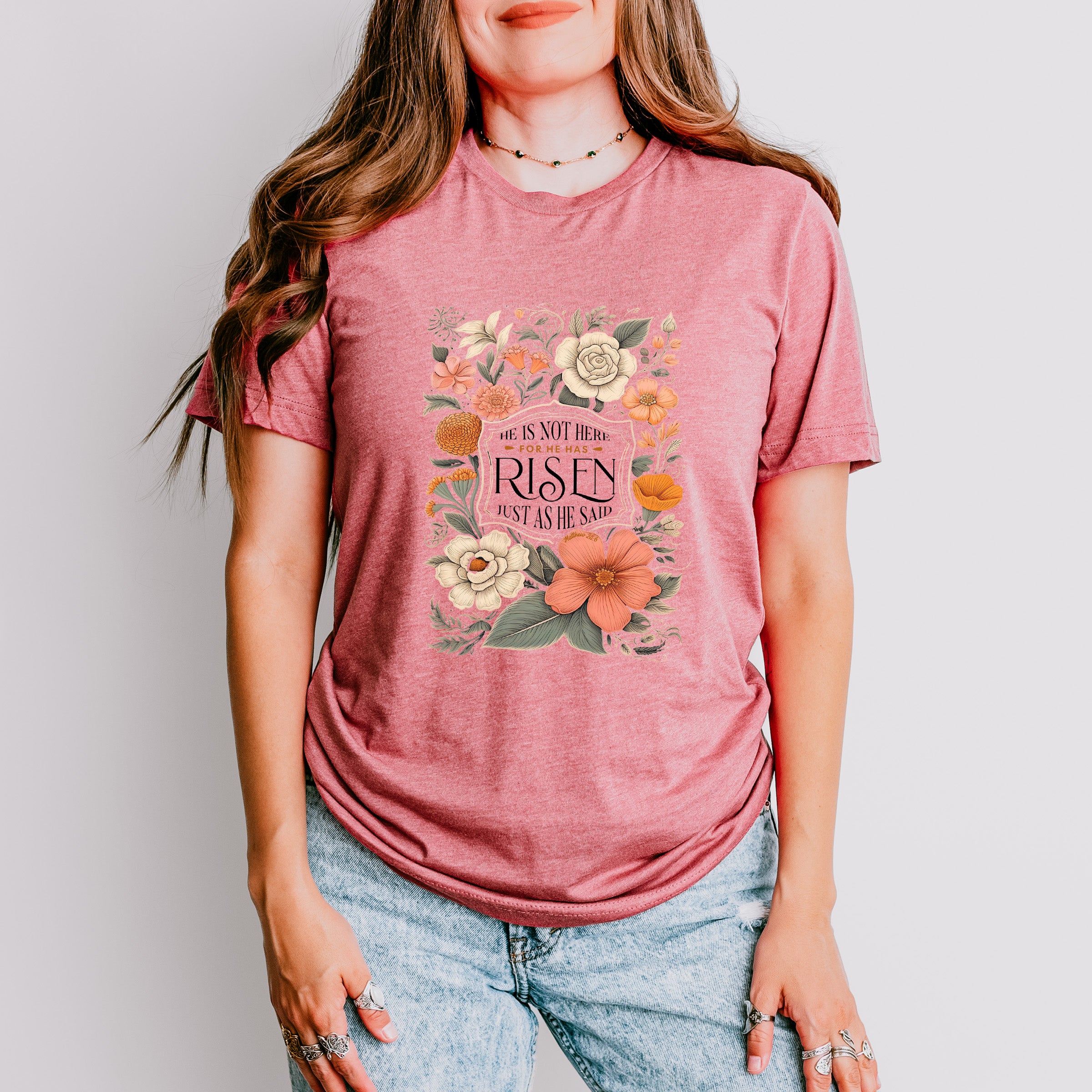 He Is Risen Flowers Easter Day Unisex Crewneck T-Shirt Sweatshirt Hoodie