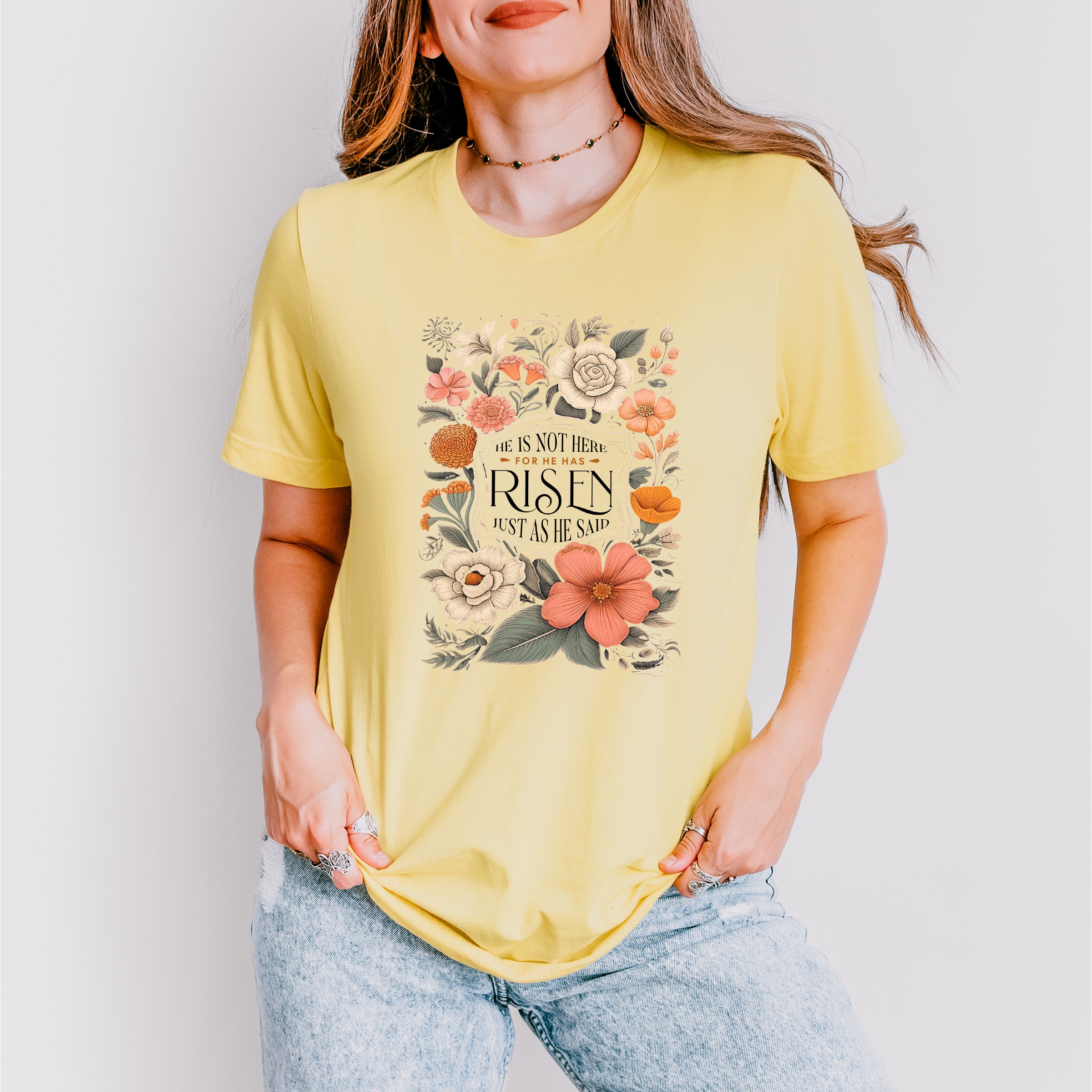 He Is Risen Flowers Easter Day Unisex Crewneck T-Shirt Sweatshirt Hoodie