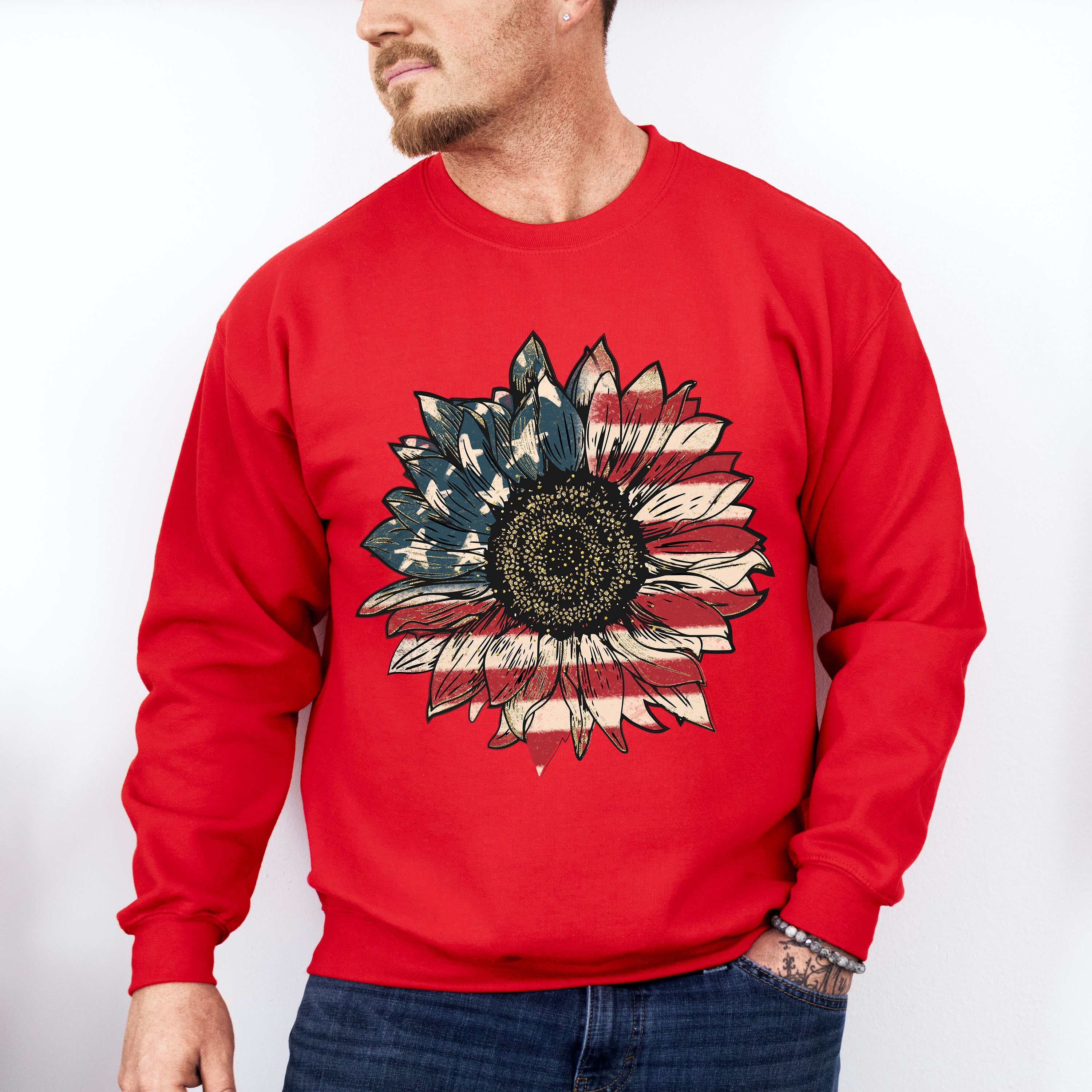 Sunflower 4Th Of July Unisex Crewneck T-Shirt Sweatshirt Hoodie