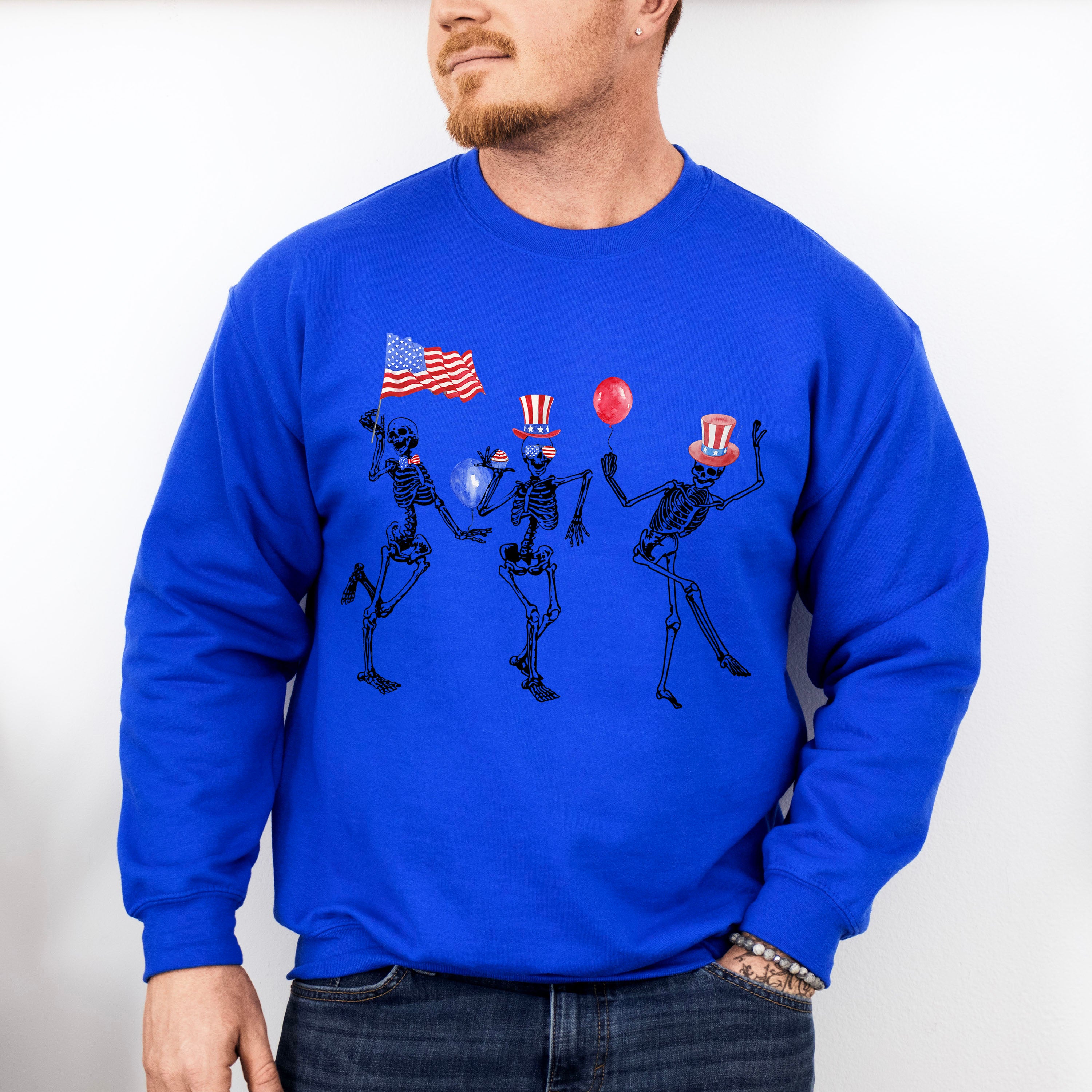 Skeletons 4Th Of July Unisex Crewneck T-Shirt Sweatshirt Hoodie