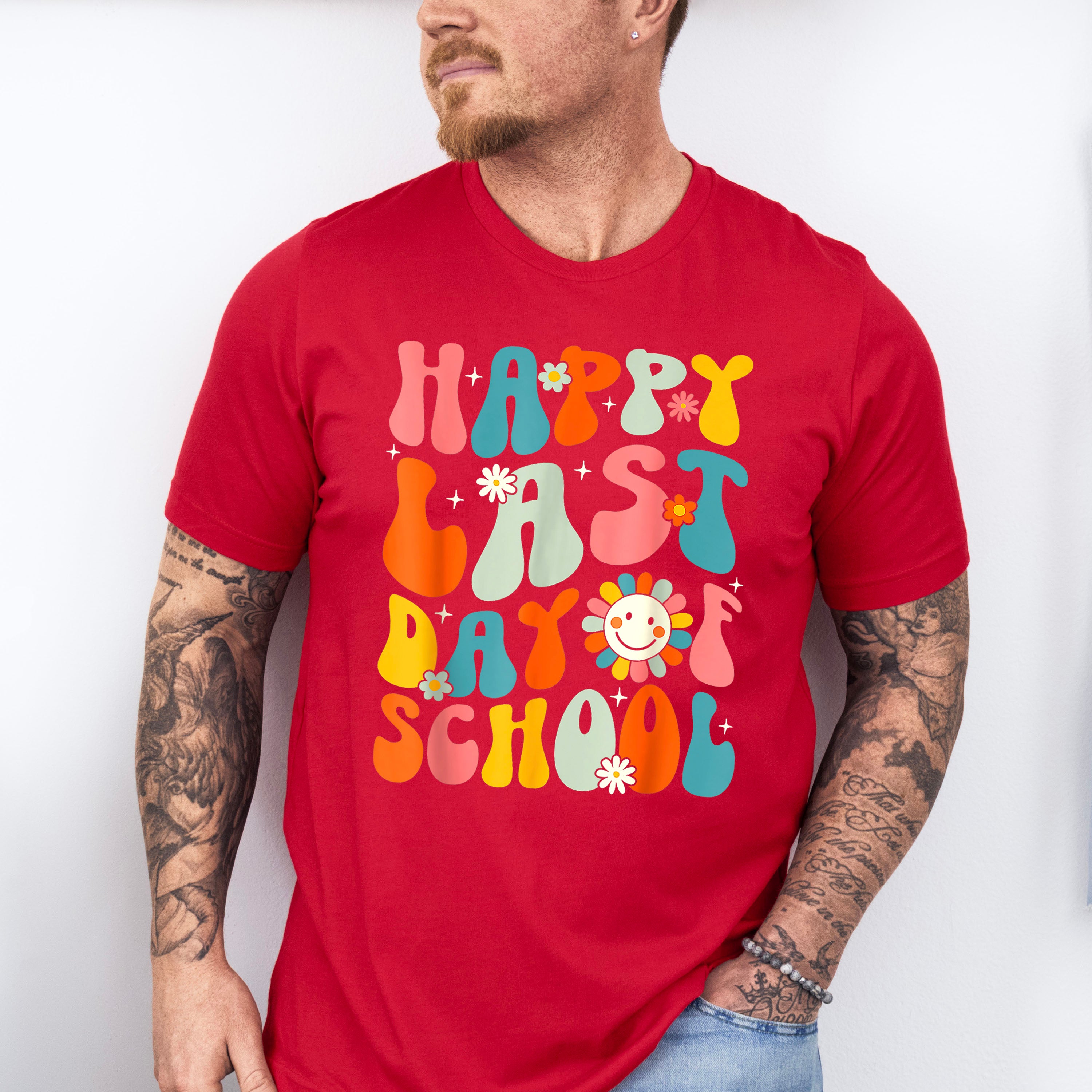 Happy Last Day Of School Colorful Last Day Of School Theme Unisex Crewneck T-Shirt Sweatshirt Hoodie