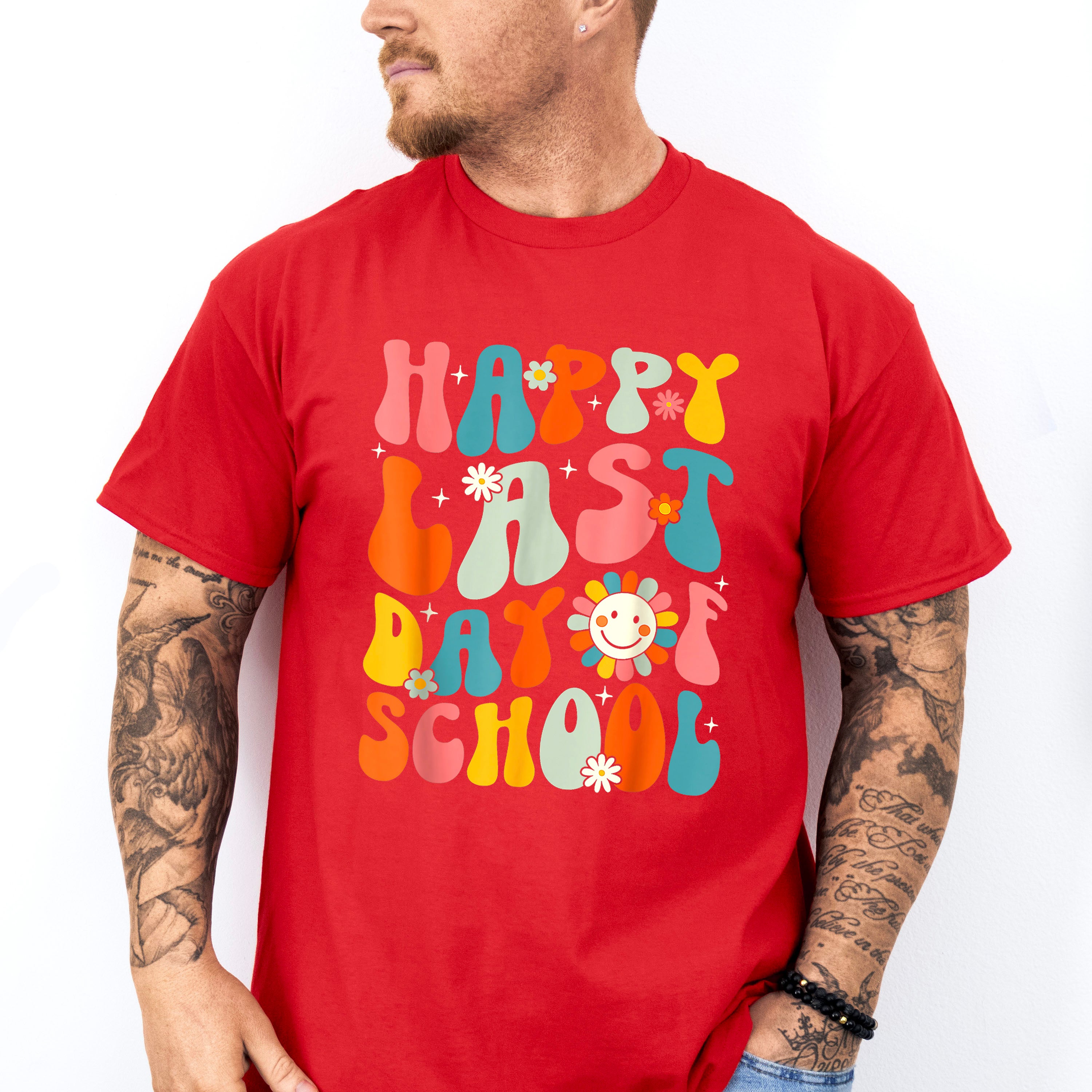 Happy Last Day Of School Colorful Last Day Of School Theme Unisex Crewneck T-Shirt Sweatshirt Hoodie