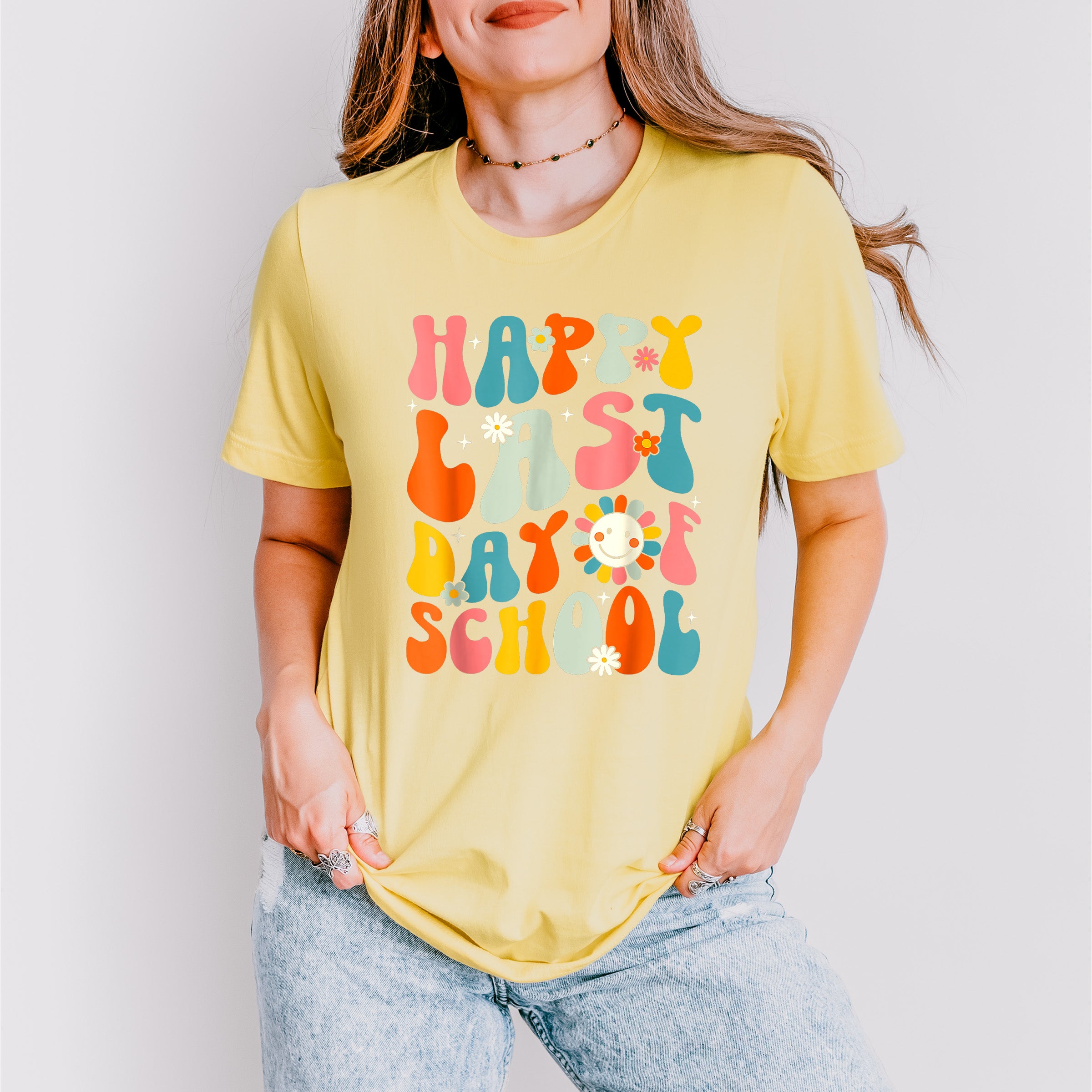 Happy Last Day Of School Colorful Last Day Of School Theme Unisex Crewneck T-Shirt Sweatshirt Hoodie