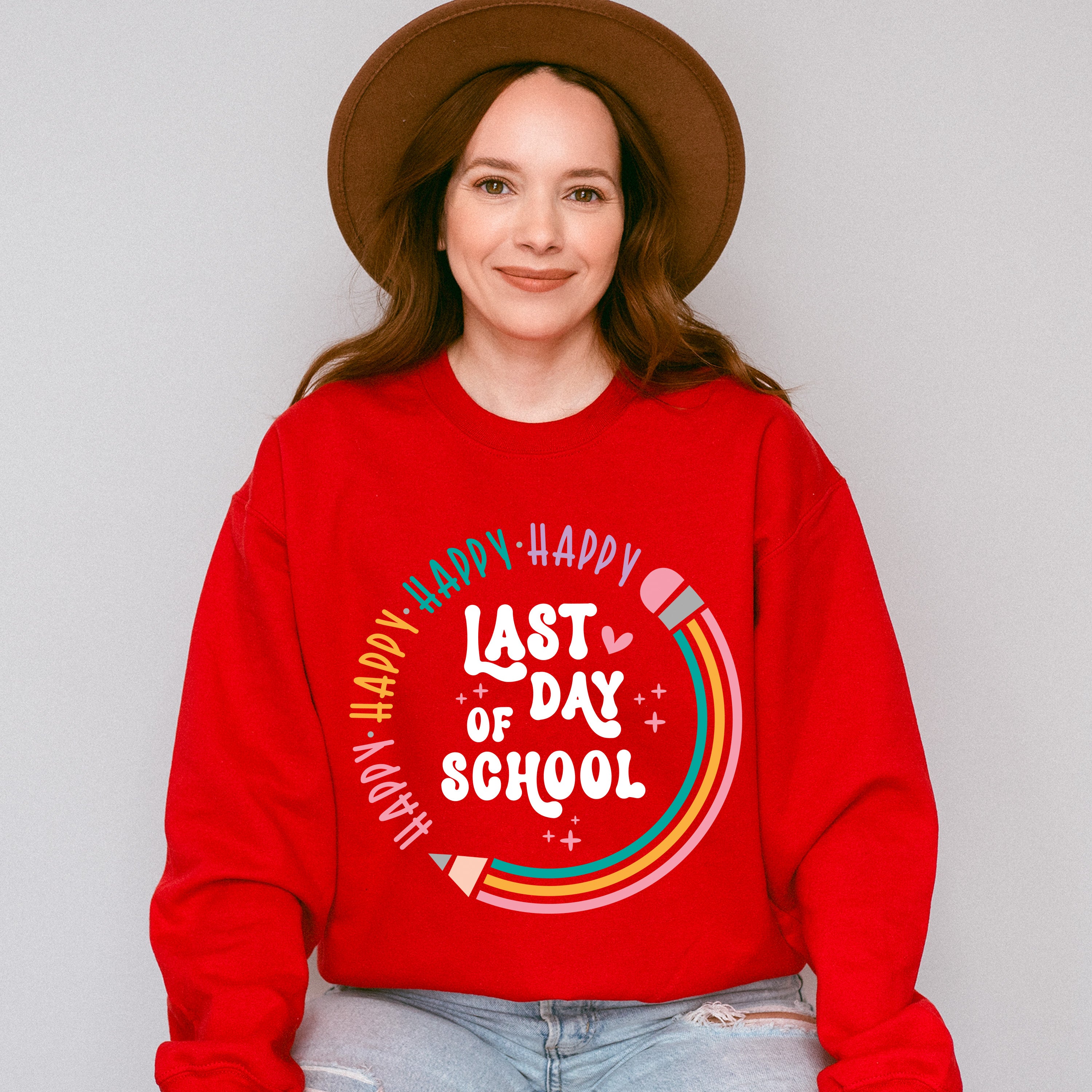 Happy Happy Last Day Of School Theme Unisex Crewneck T-Shirt Sweatshirt Hoodie