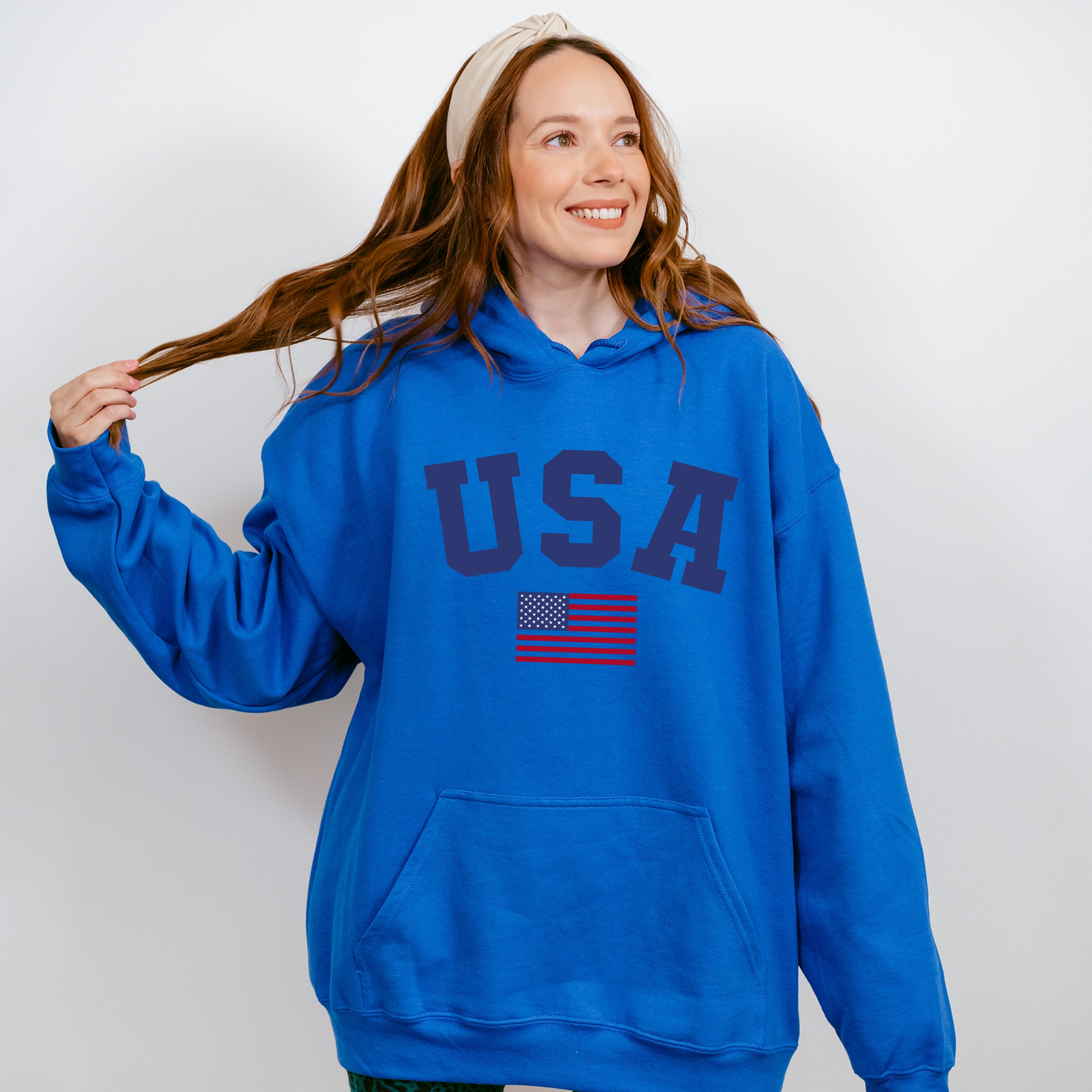 USA With US Flag 4Th Of July Unisex Crewneck T-Shirt Sweatshirt Hoodie