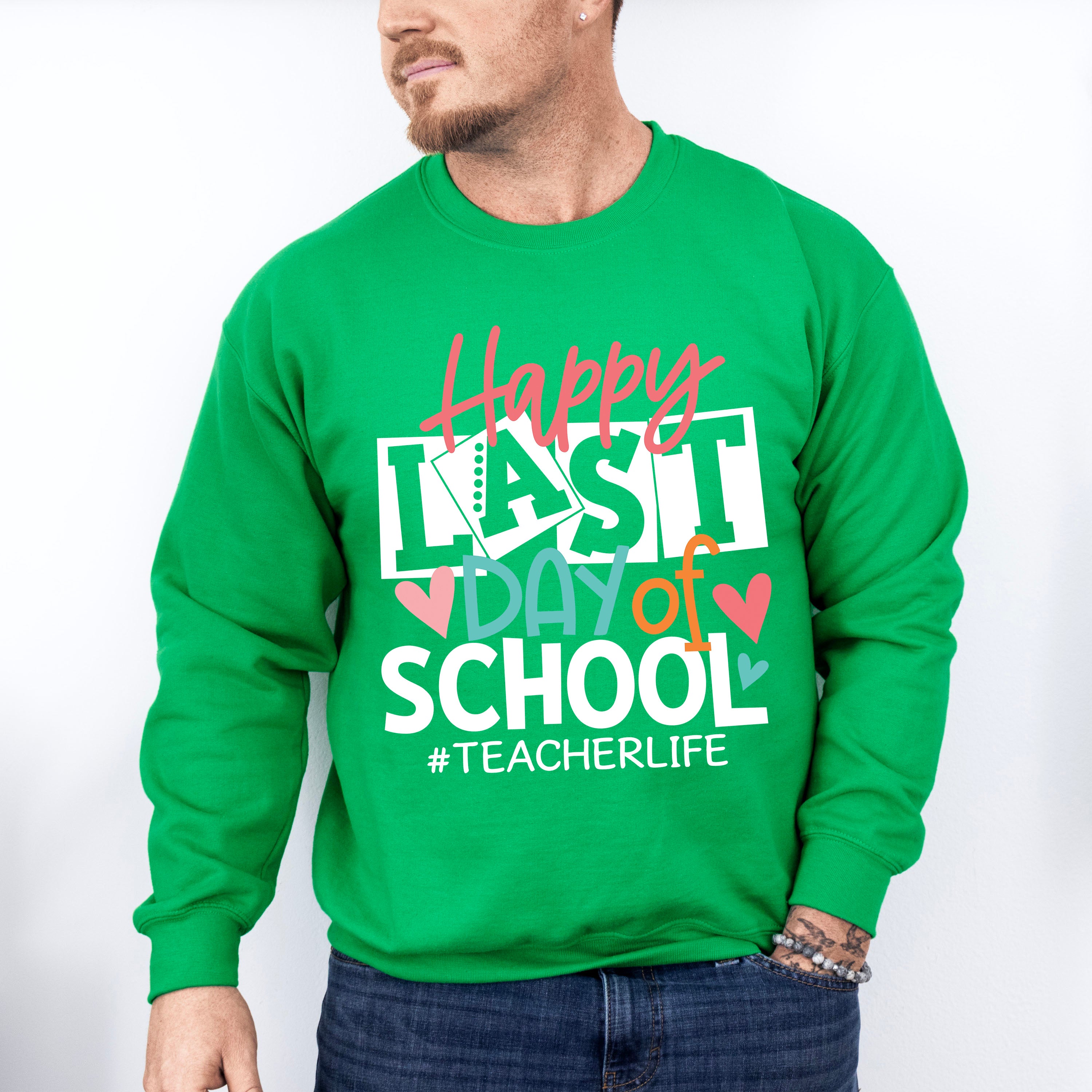 Happy Last Day Of School Teacher Theme Unisex Crewneck T-Shirt Sweatshirt Hoodie